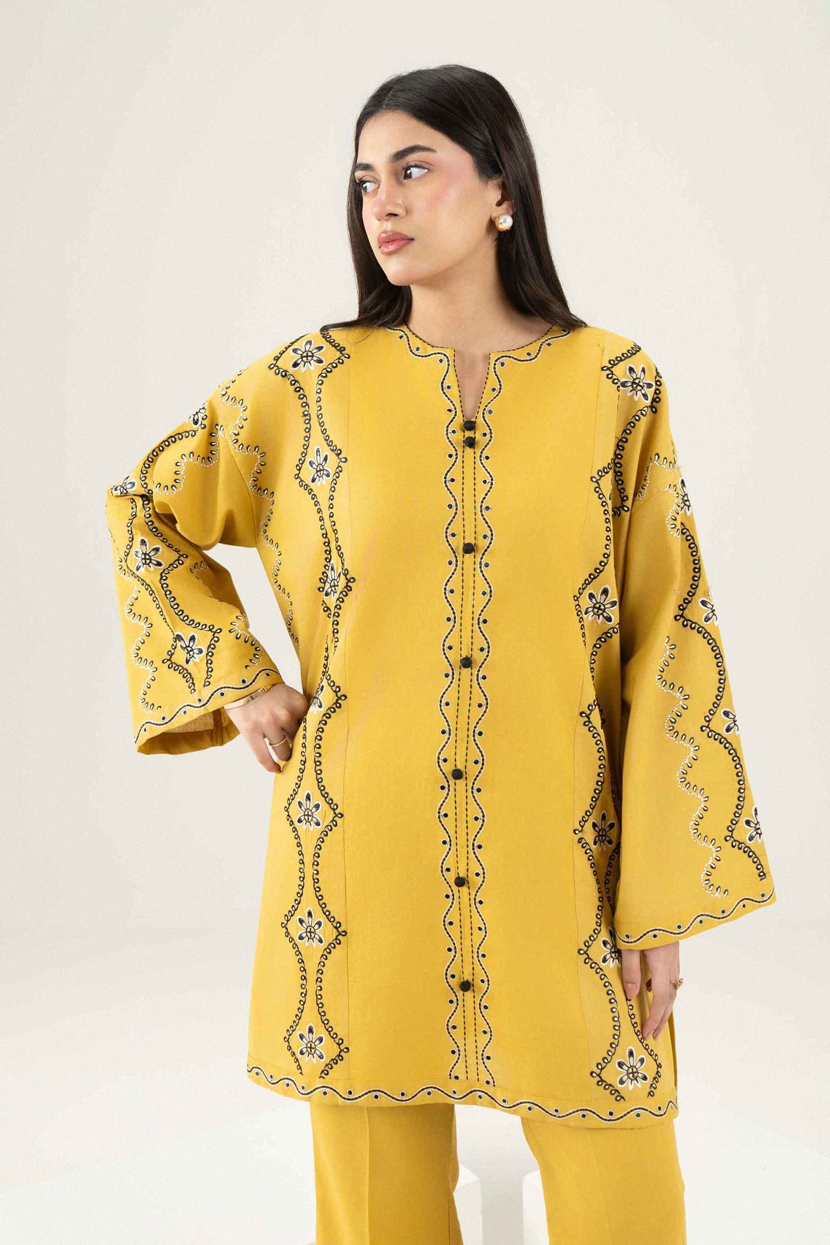 Nishat UK - Yellow Embroidered Khaddar 2 Pieces ready to wear Dress