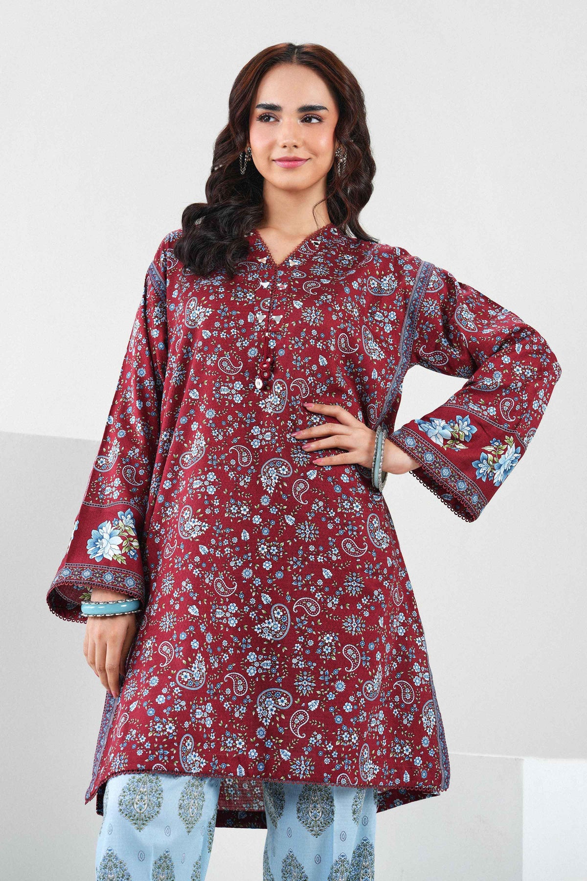 Nishat UK - Red Printed Dobby 2 Pieces ready to wear Dress