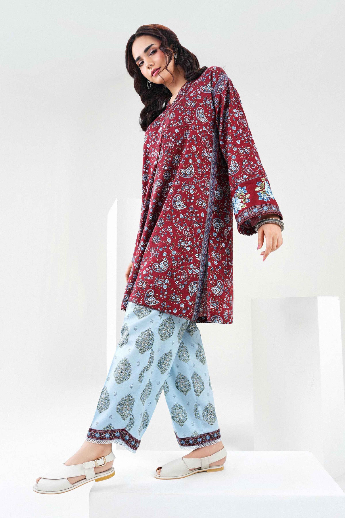Nishat UK - Red Printed Dobby 2 Pieces ready to wear Dress