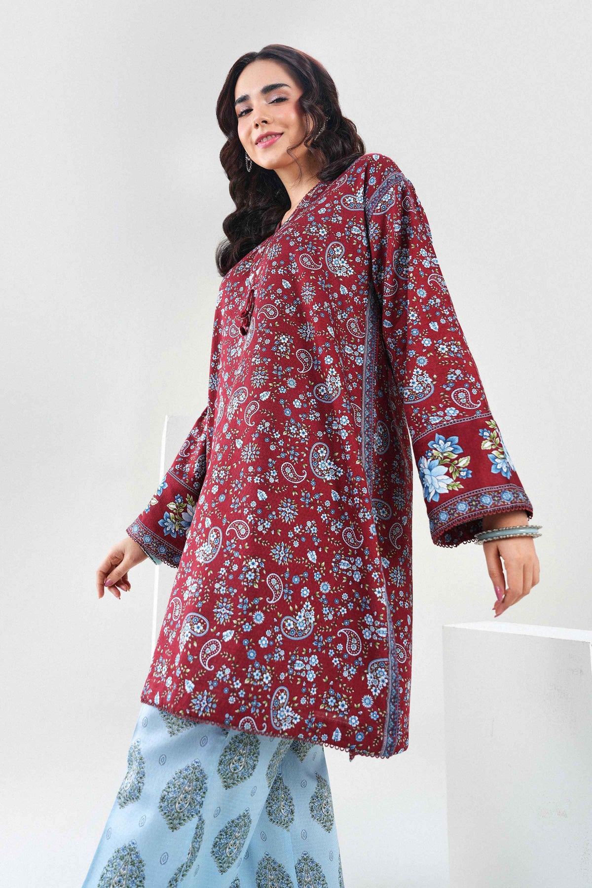 Nishat UK - Red Printed Dobby 2 Pieces ready to wear Dress