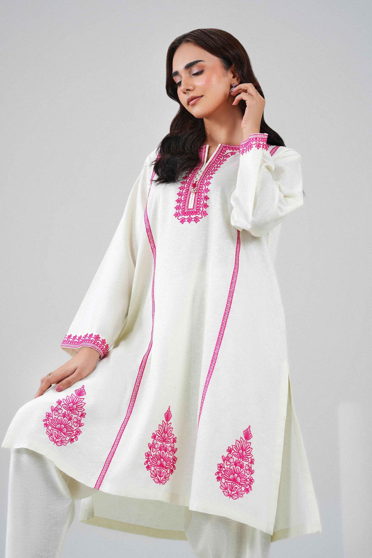 Nishat UK - Off White Embroidered Krandi 2 Pieces ready to wear Dress