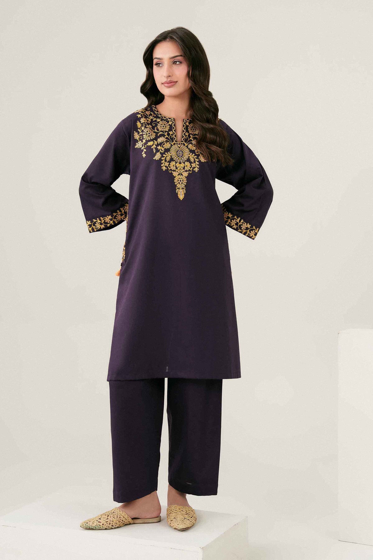 Nishat UK - Purple Embroidered Karandi 2 Pieces ready to wear