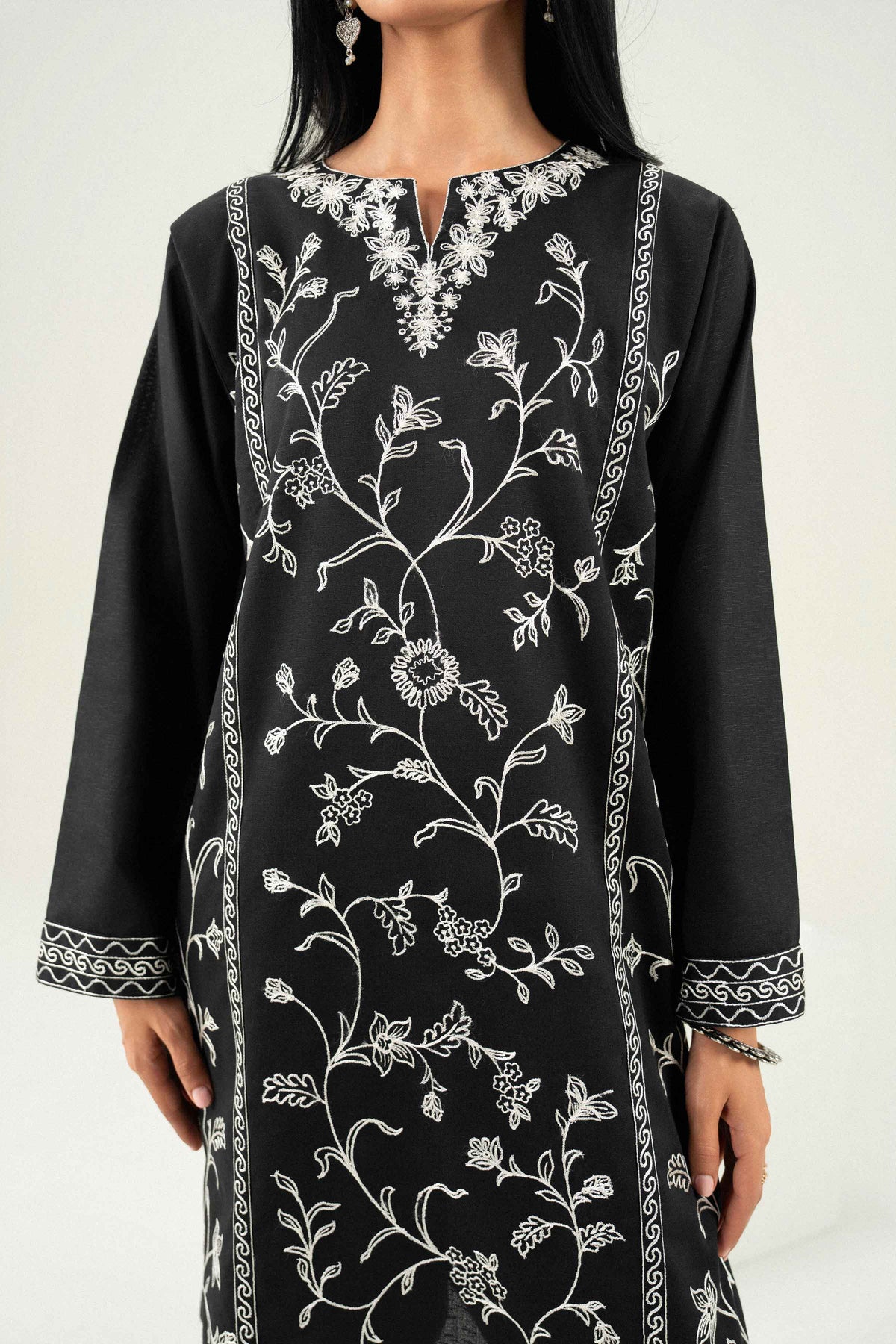 Nishat UK - Black Embroidered Karandi 2 Pieces ready to wear Dress