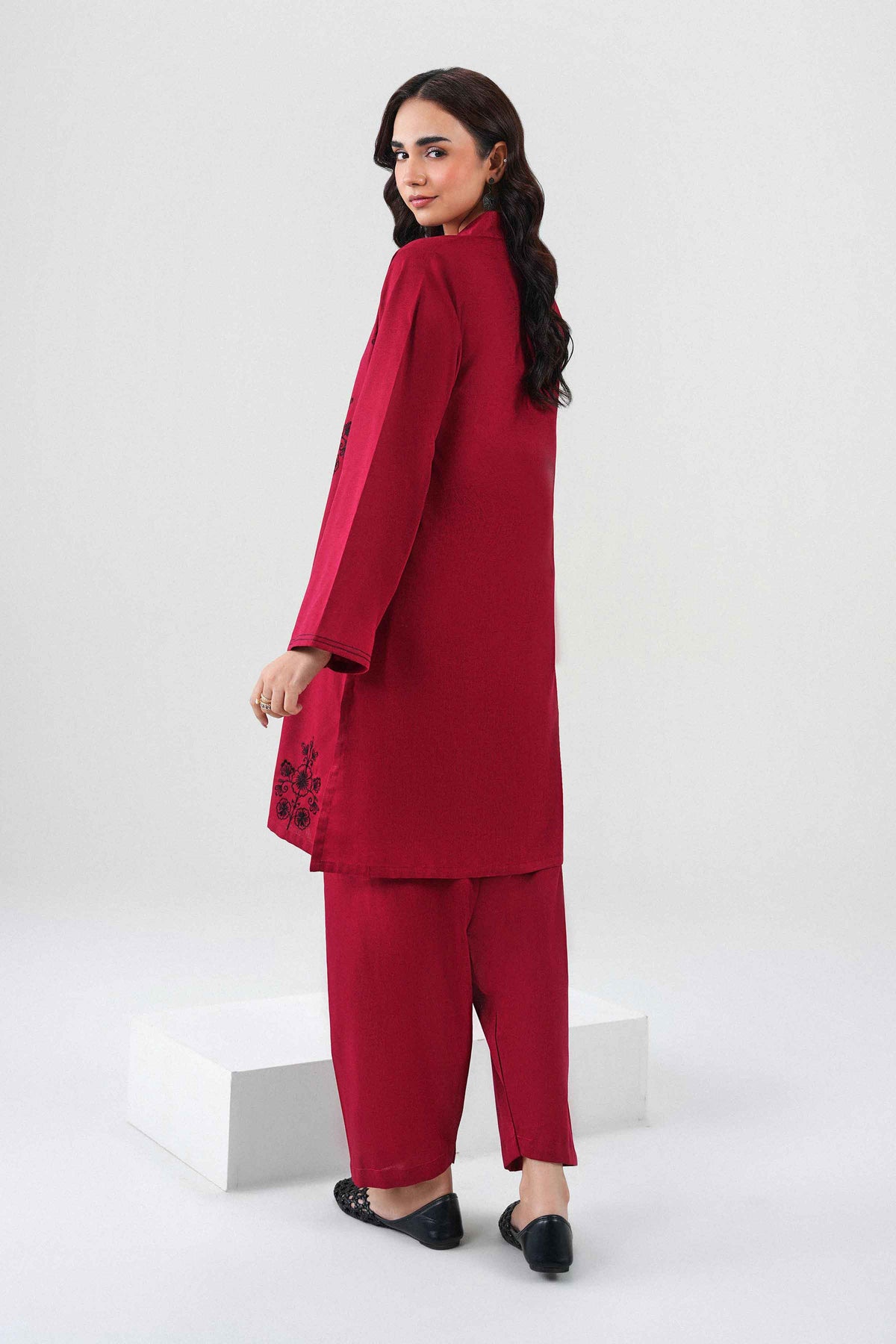 Nishat UK - Red Embroidered Karandi 2 Pieces ready to wear Dress