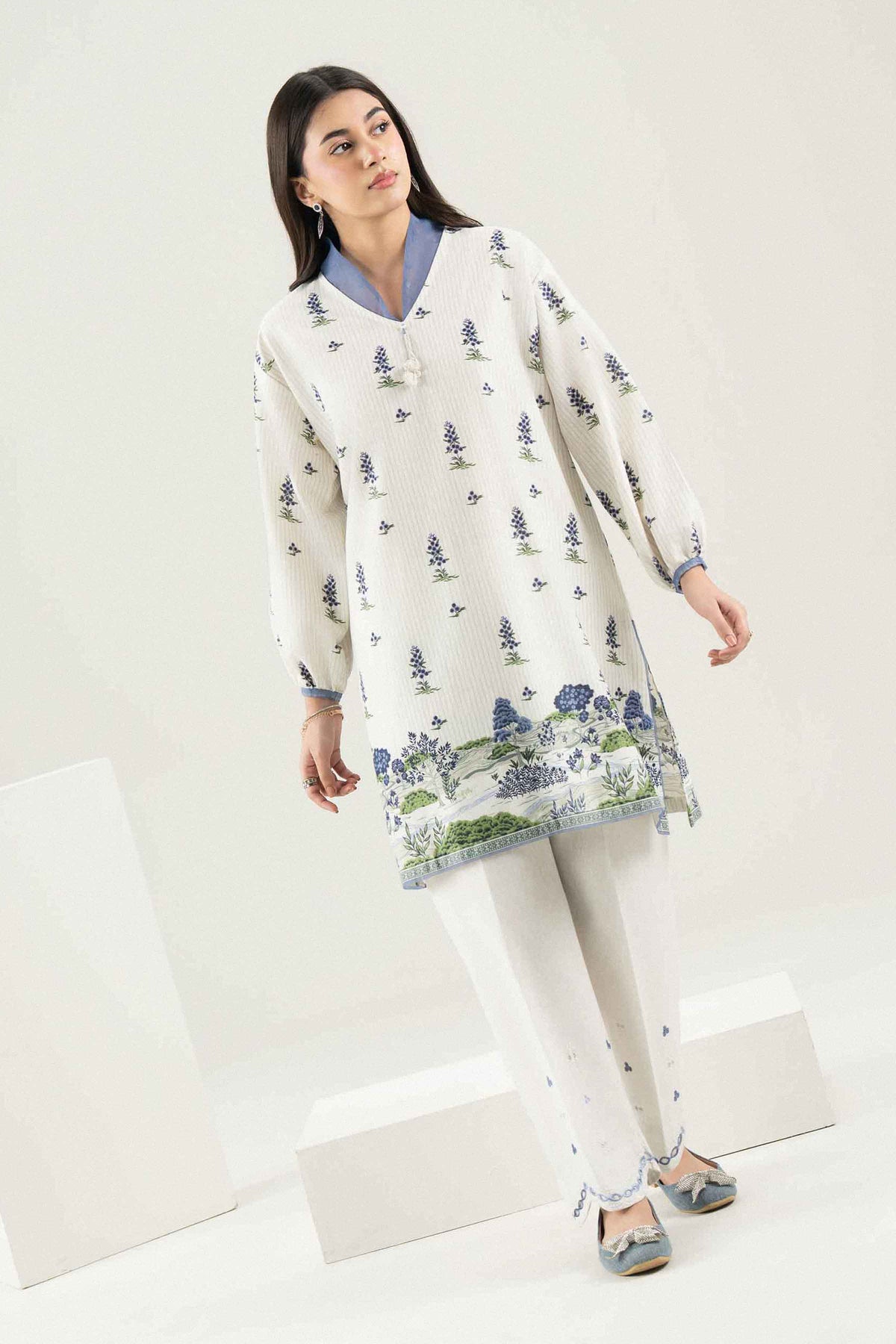Nishat UK - Off White Embroidered Karandi 2 Pieces ready to wear Dress