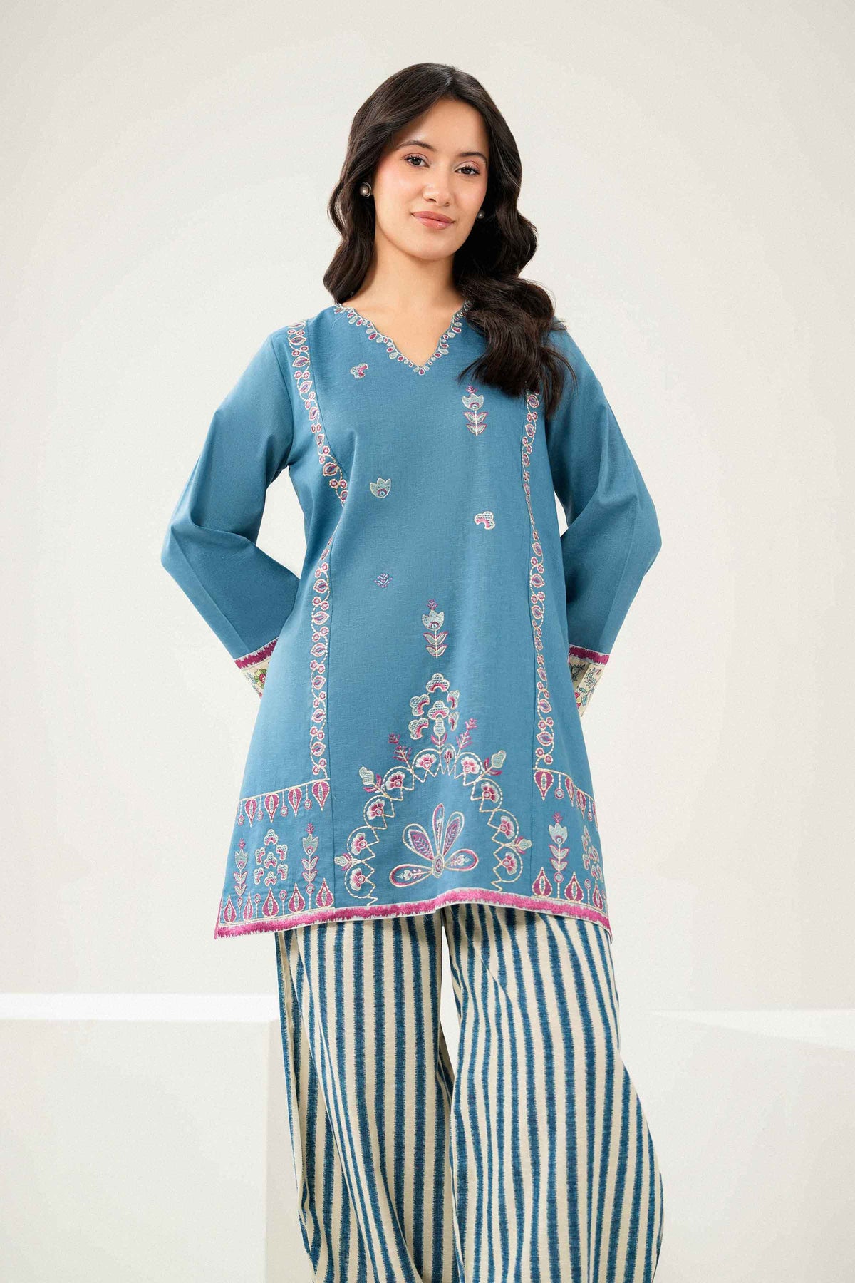 Nishat UK - Blue Embroidered Karandi 2 Pieces ready to wear