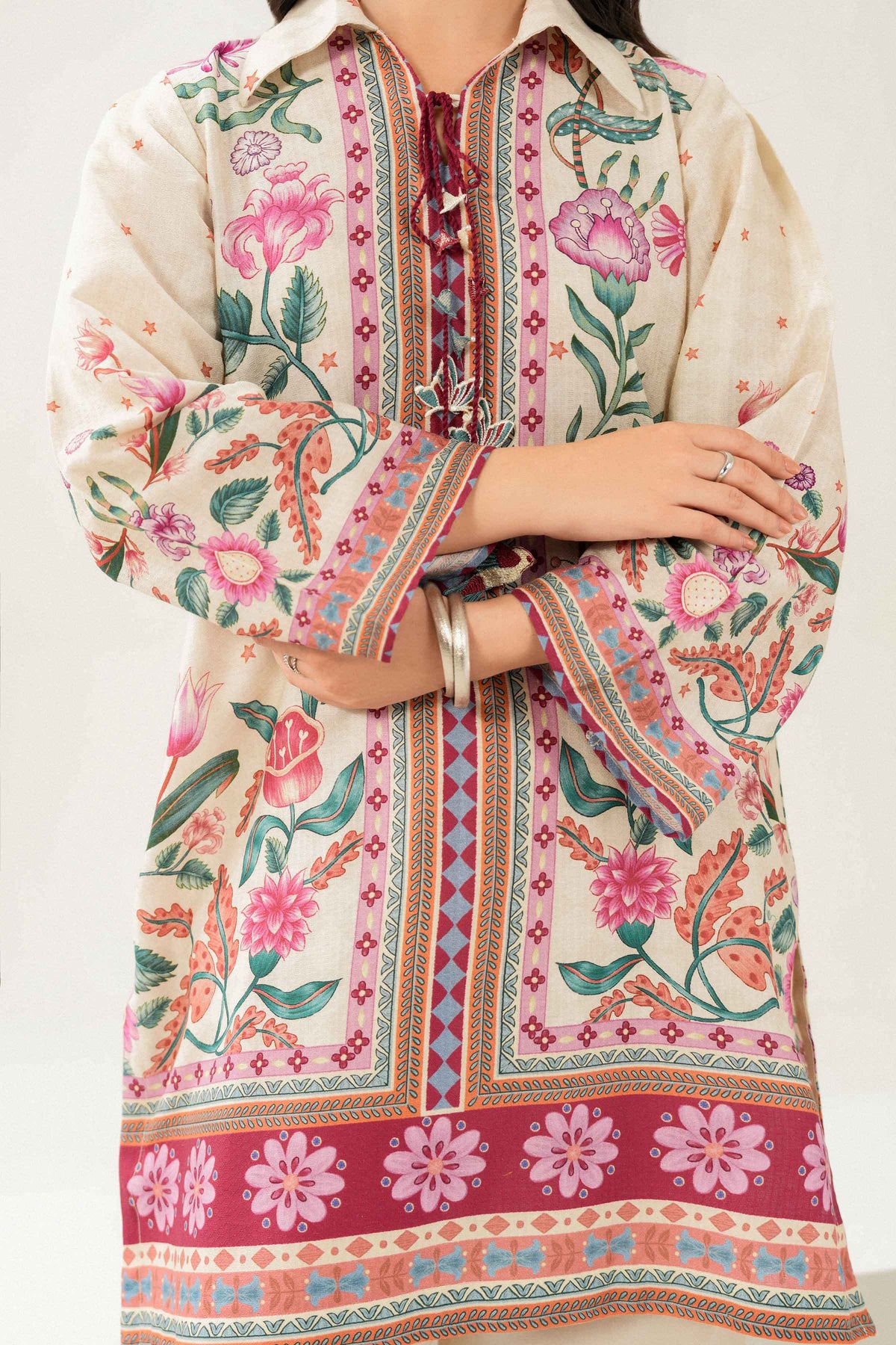 Nishat UK - Off White Printed Dobby 2 Pieces ready to wear Dress