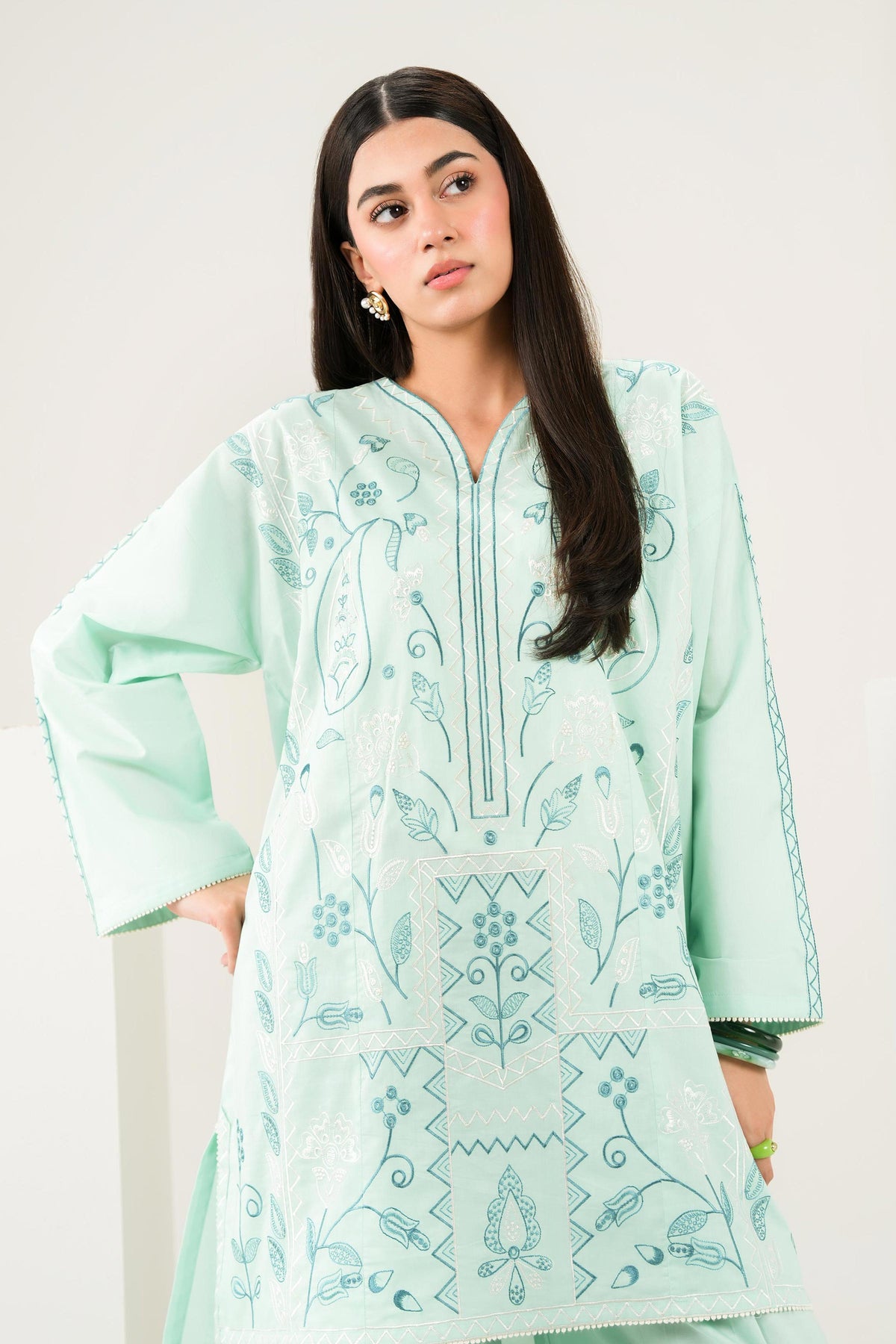 Nishat UK - Green Embroidered Cambric 2 Pieces ready to wear