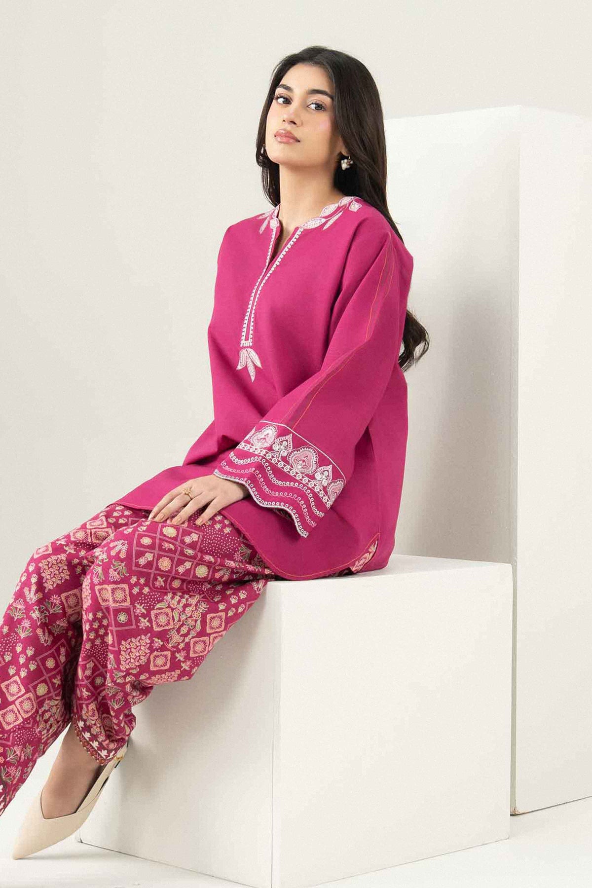 Nishat UK - Pink Embroidered Khaddar 2 Pieces ready to wear Dress