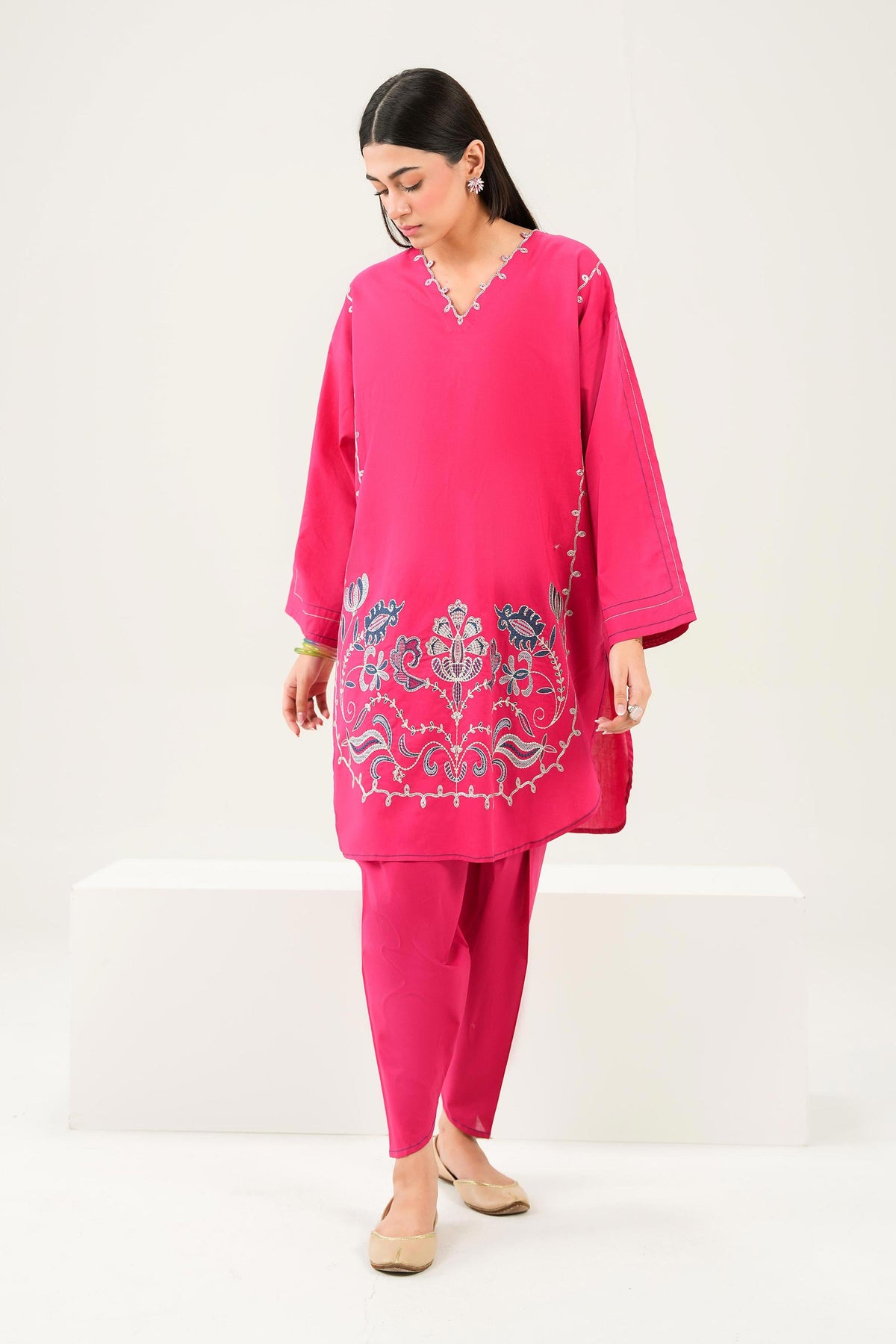 Nishat UK - Pink Embroidered Cambric 2 Pieces ready to wear Dress