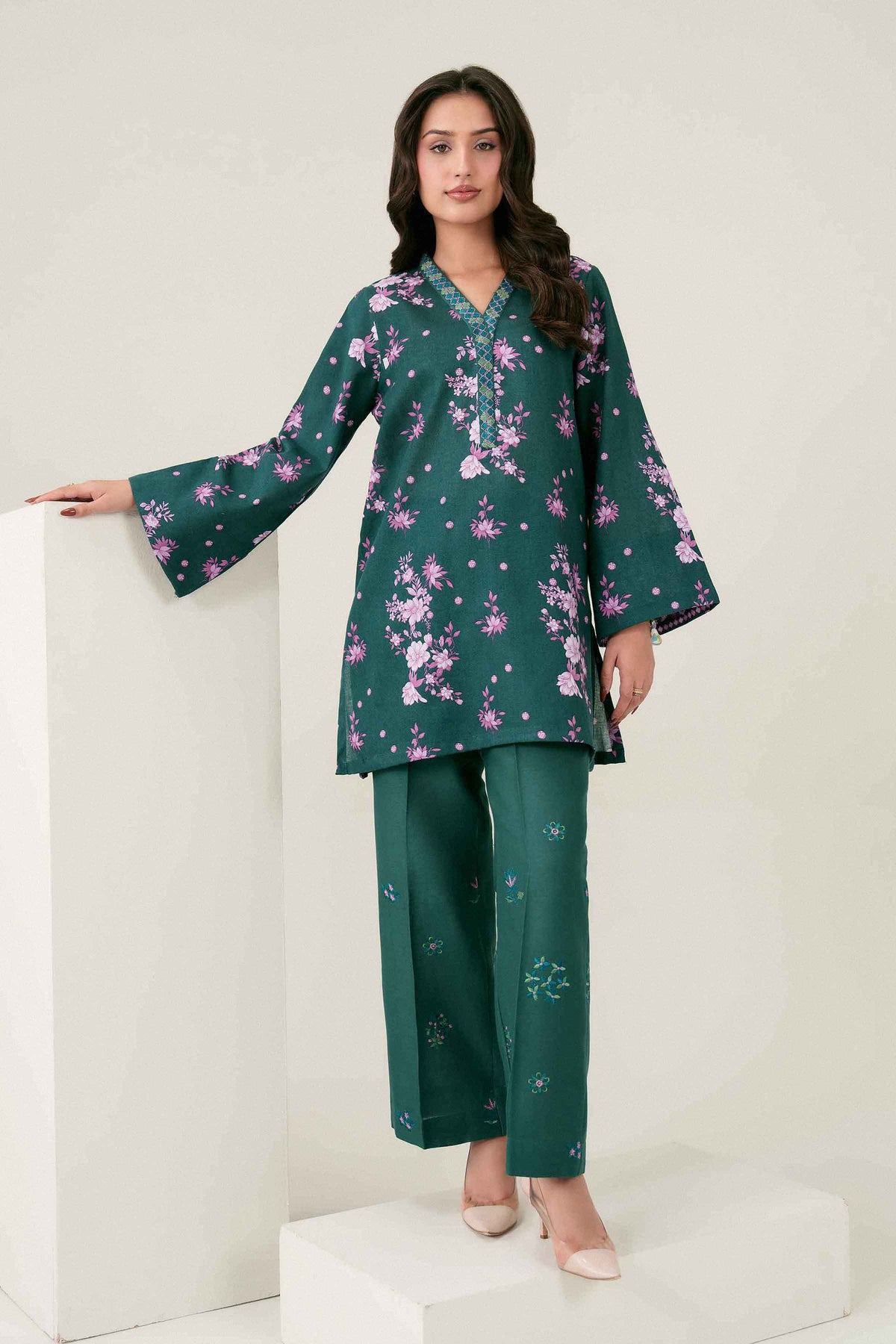 Nishat UK - Green Embroidered Khaddar 2 Pieces ready to wear