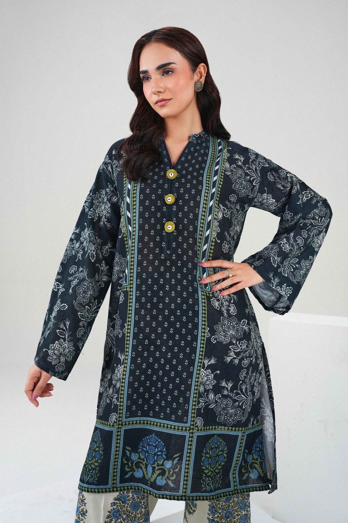 Nishat UK - Black Printed Khaddar 2 Pieces ready to wear Dress