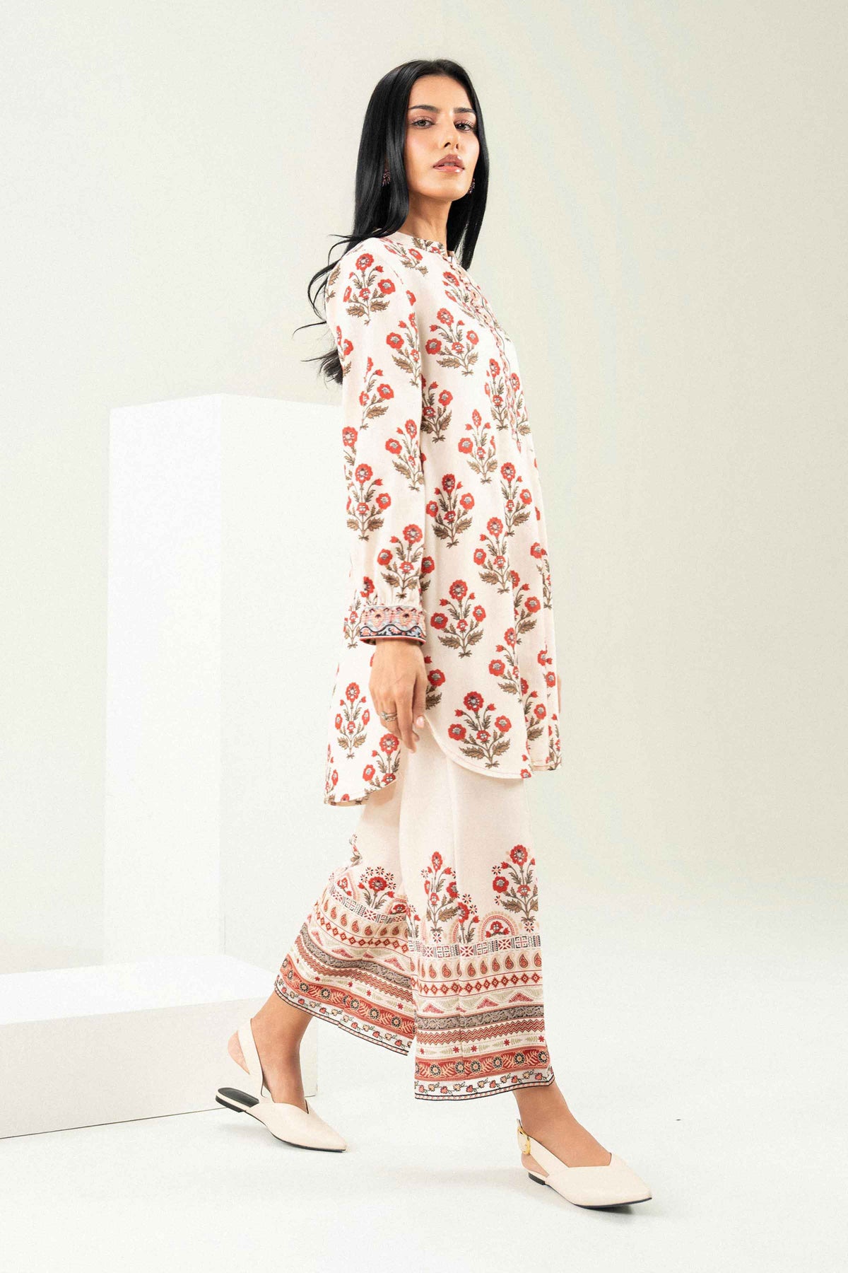 Nishat UK - Off White Embroidered Khaddar 2 Pieces ready to wear Dress