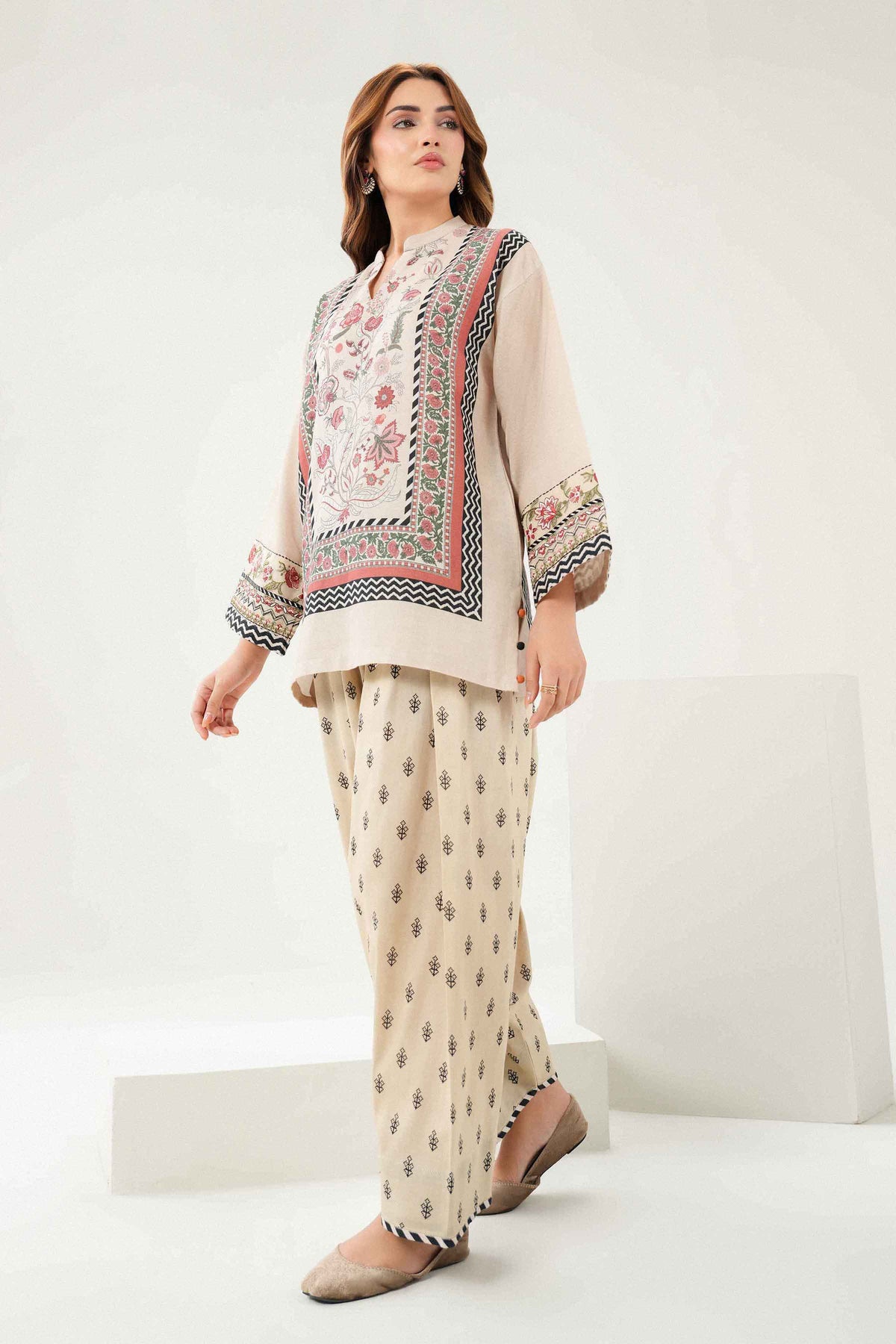 Nishat UK - Beige Embroidered Khaddar 2 Pieces ready to wear Dress