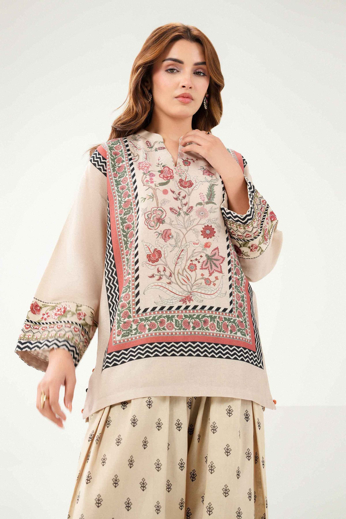Nishat UK - Beige Embroidered Khaddar 2 Pieces ready to wear Dress