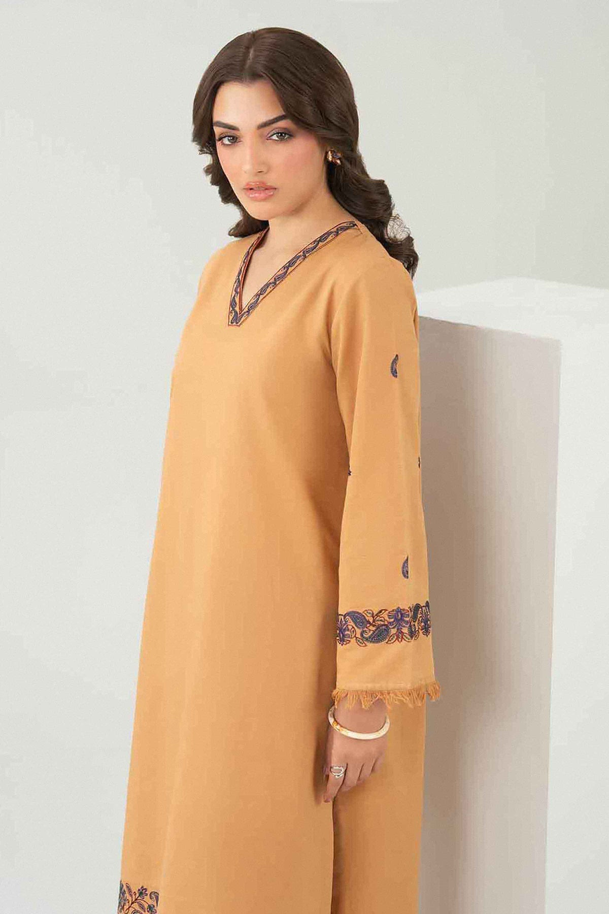 Nishat UK - Beige Embroidered Khaddar 2 Pieces ready to wear Dress