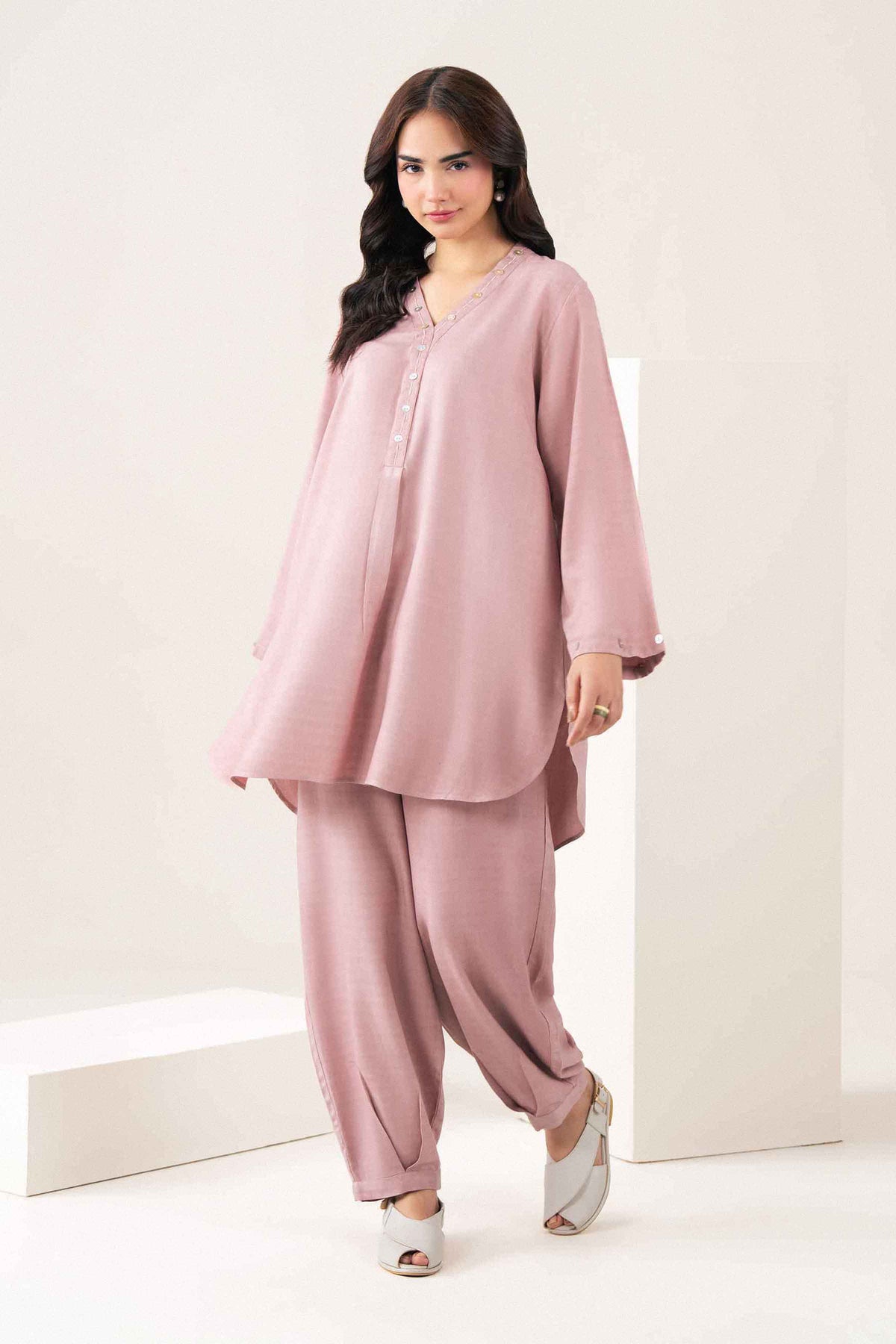 Nishat UK - Pink Solids Linen 2 Pieces ready to wear Dress