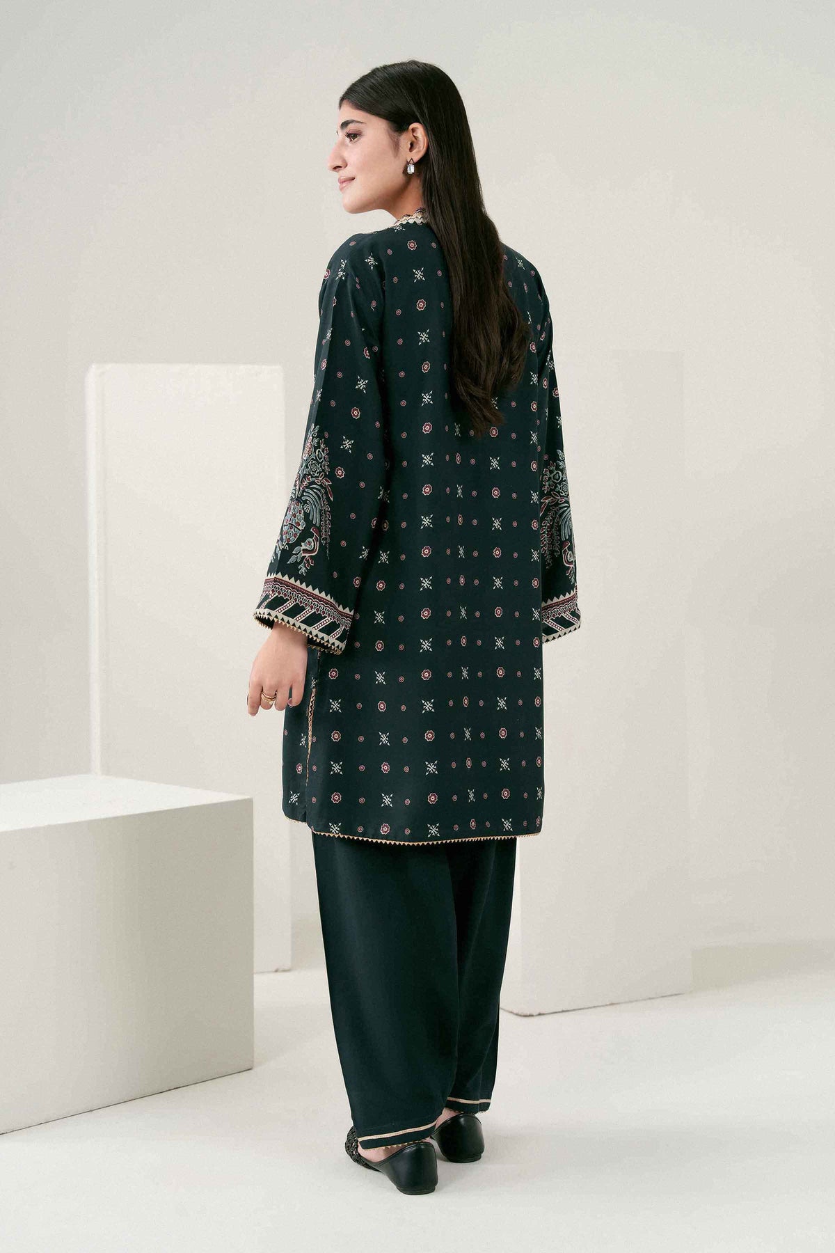 Nishat UK - Black Printed Linen 2 Pieces ready to wear Dress