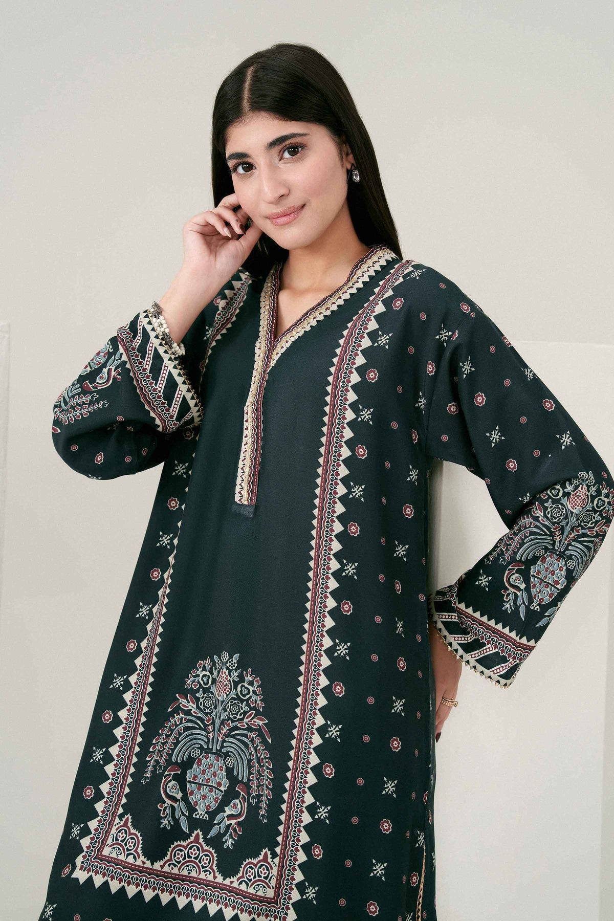Nishat UK - Black Printed Linen 2 Pieces ready to wear Dress