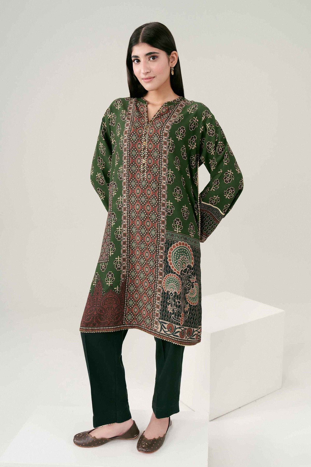 Nishat UK - Green Printed Linen 2 Pieces ready to wear Dress