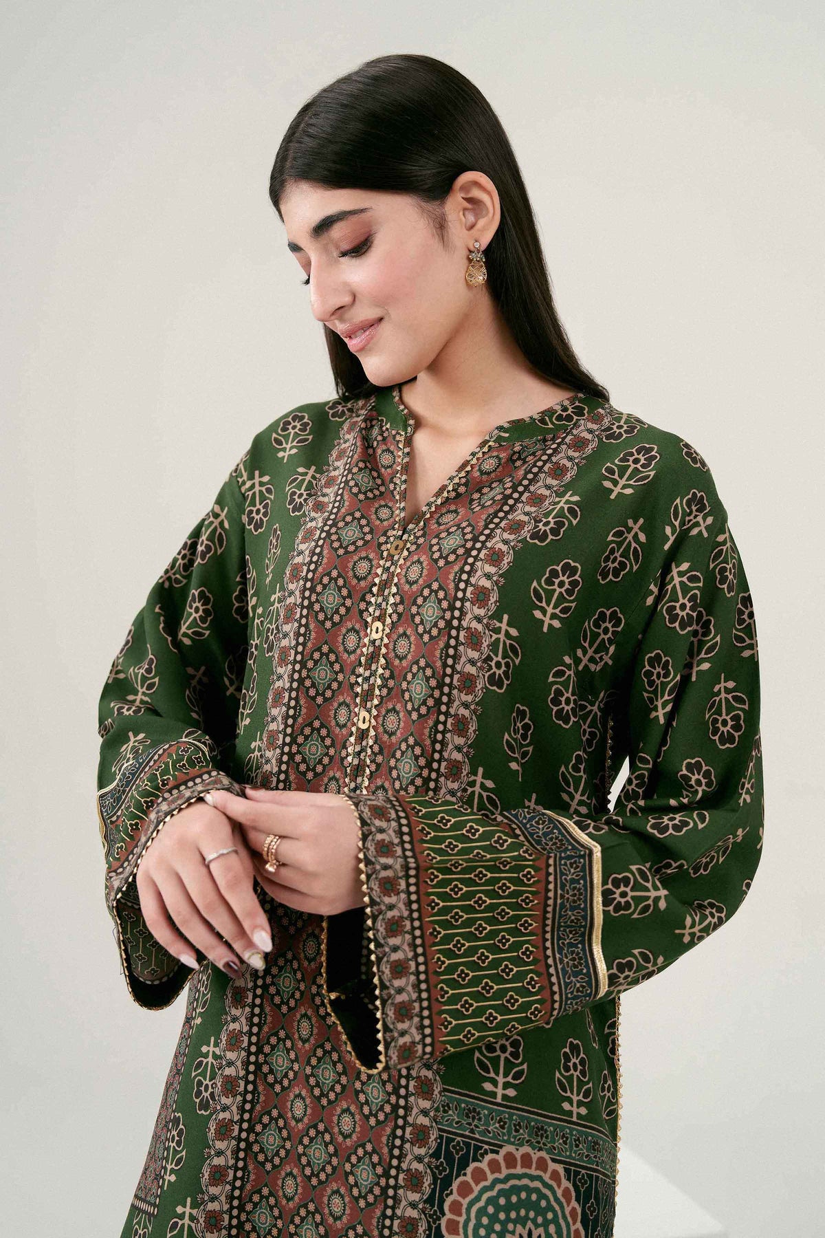 Nishat UK - Green Printed Linen 2 Pieces ready to wear Dress