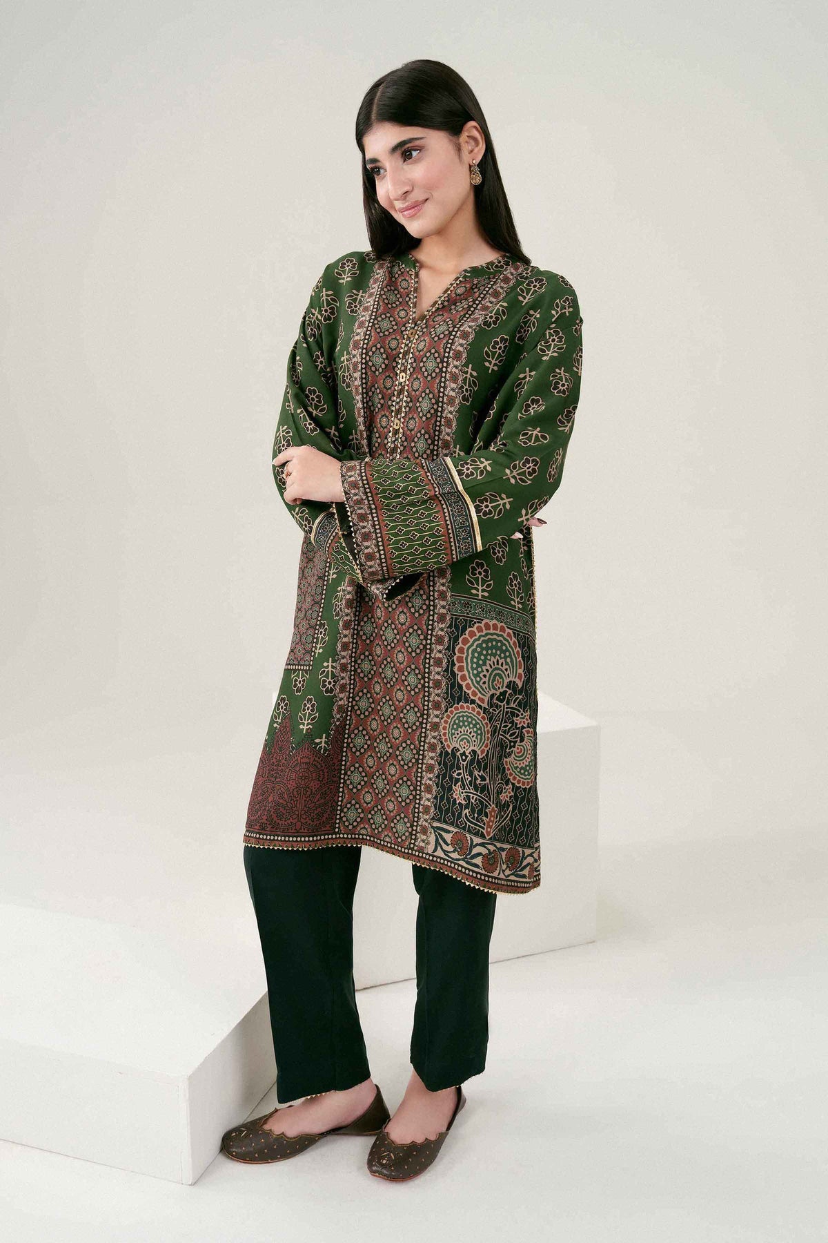 Nishat UK - Green Printed Linen 2 Pieces ready to wear Dress