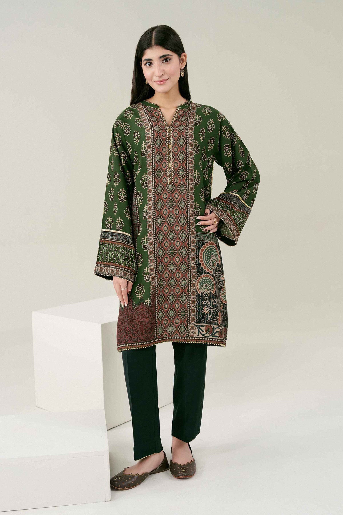 Nishat UK - Green Printed Linen 2 Pieces ready to wear Dress