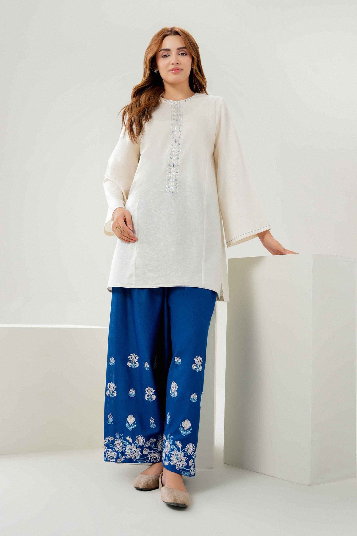 Nishat UK - Off White Embroidered Karandi 2 Pieces ready to wear Dress
