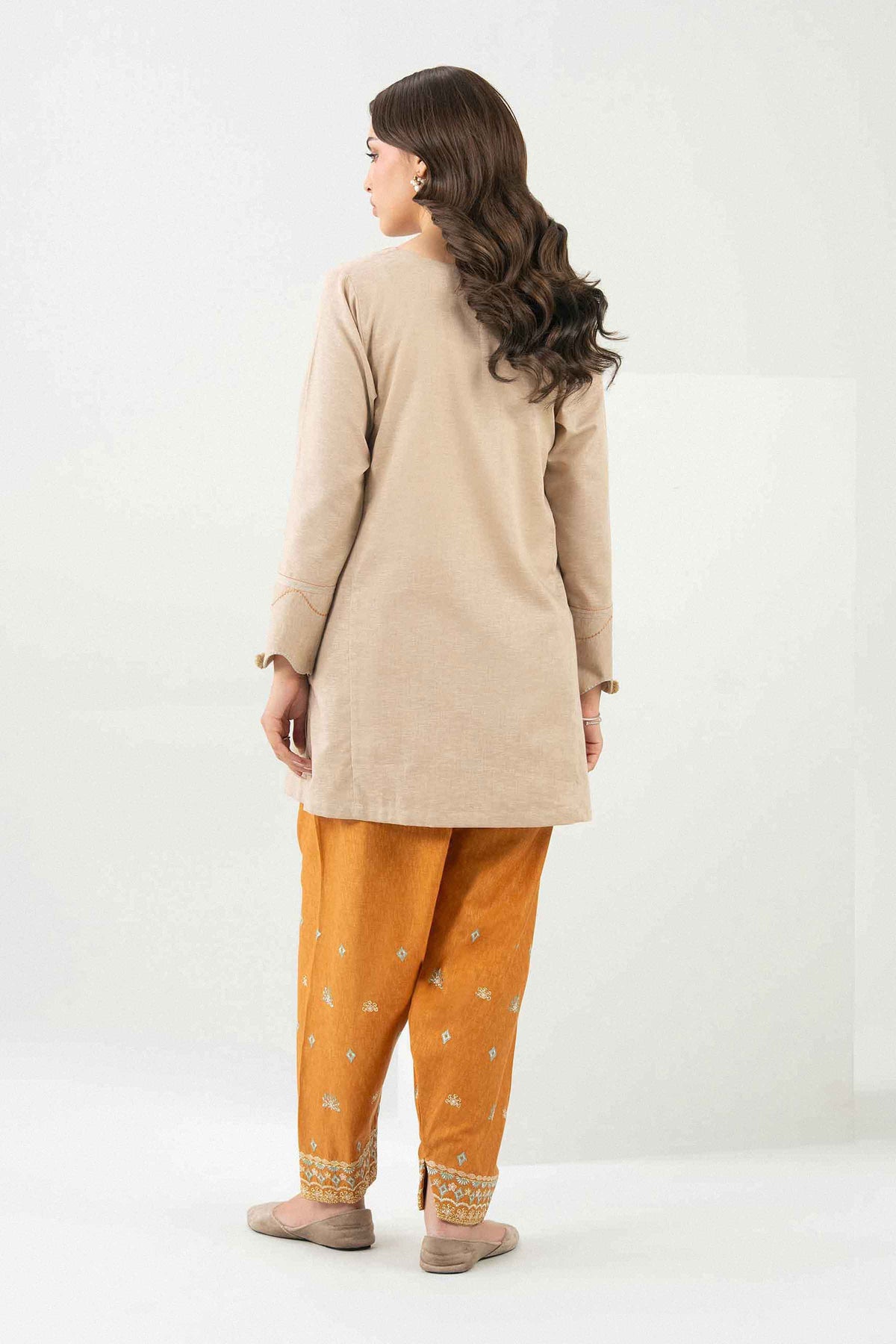 Nishat UK - Beige Embroidered Karandi 2 Pieces ready to wear Dress