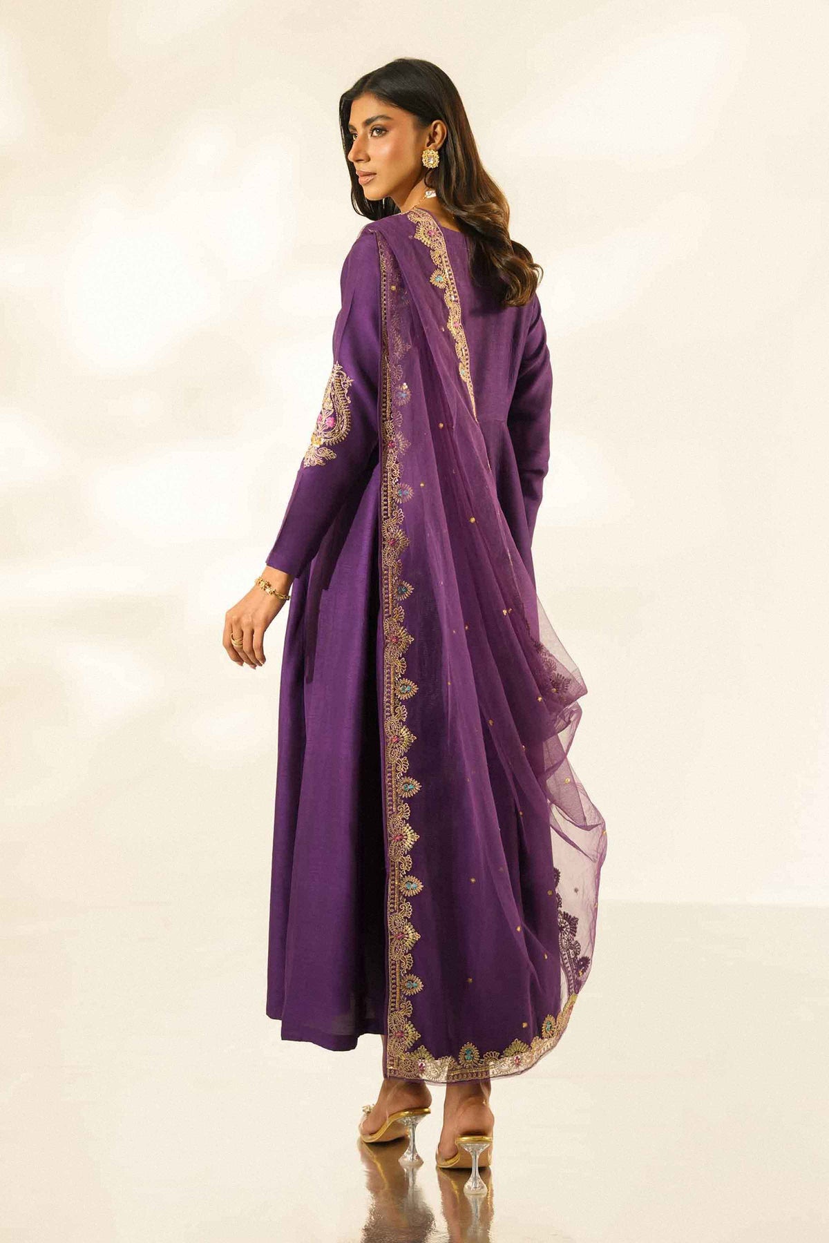 Nishat UK - Purple Embroidered Silk 2 Pieces ready to wear Dress