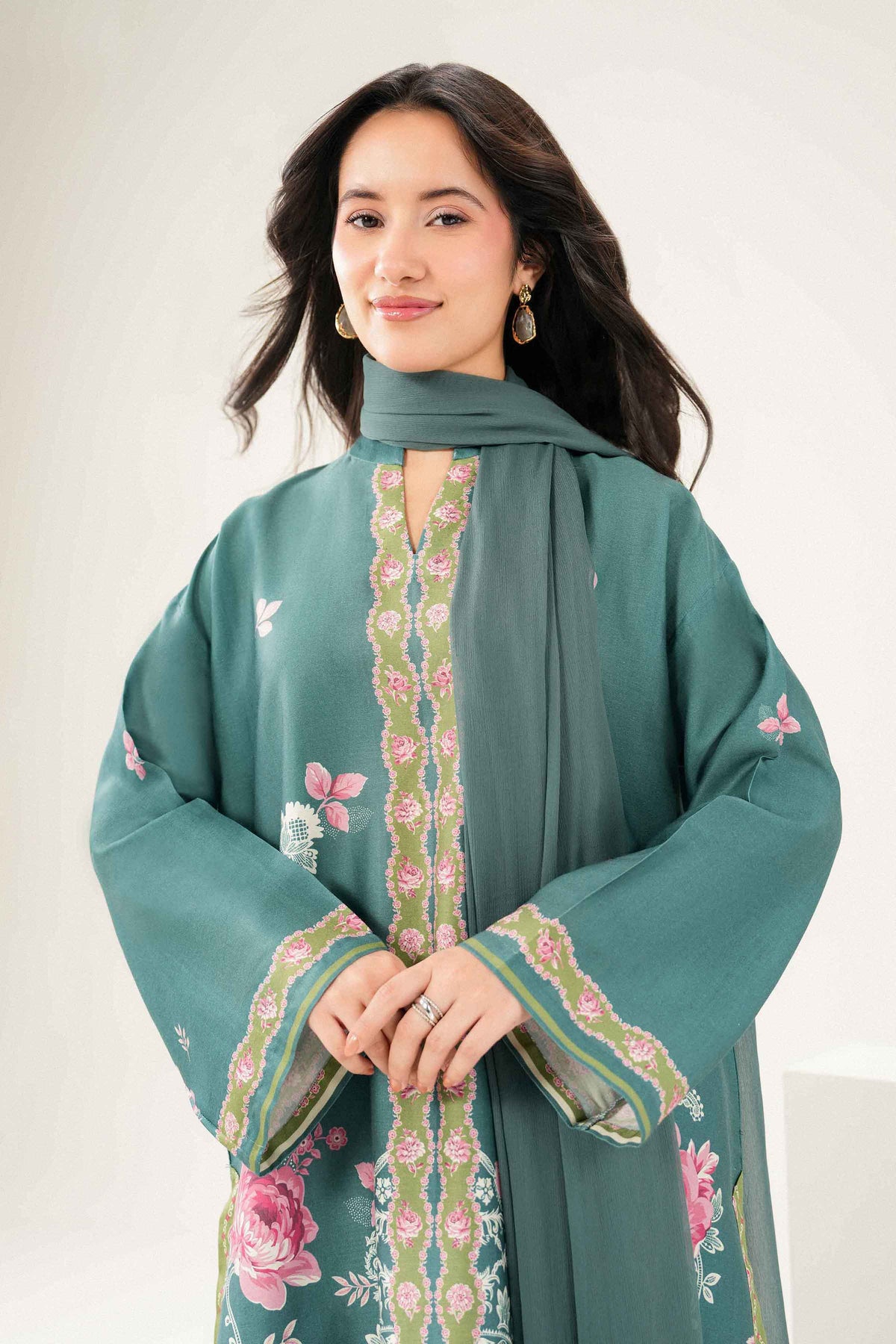 Nishat UK - Blue Printed Satin 3 Pieces ready to wear