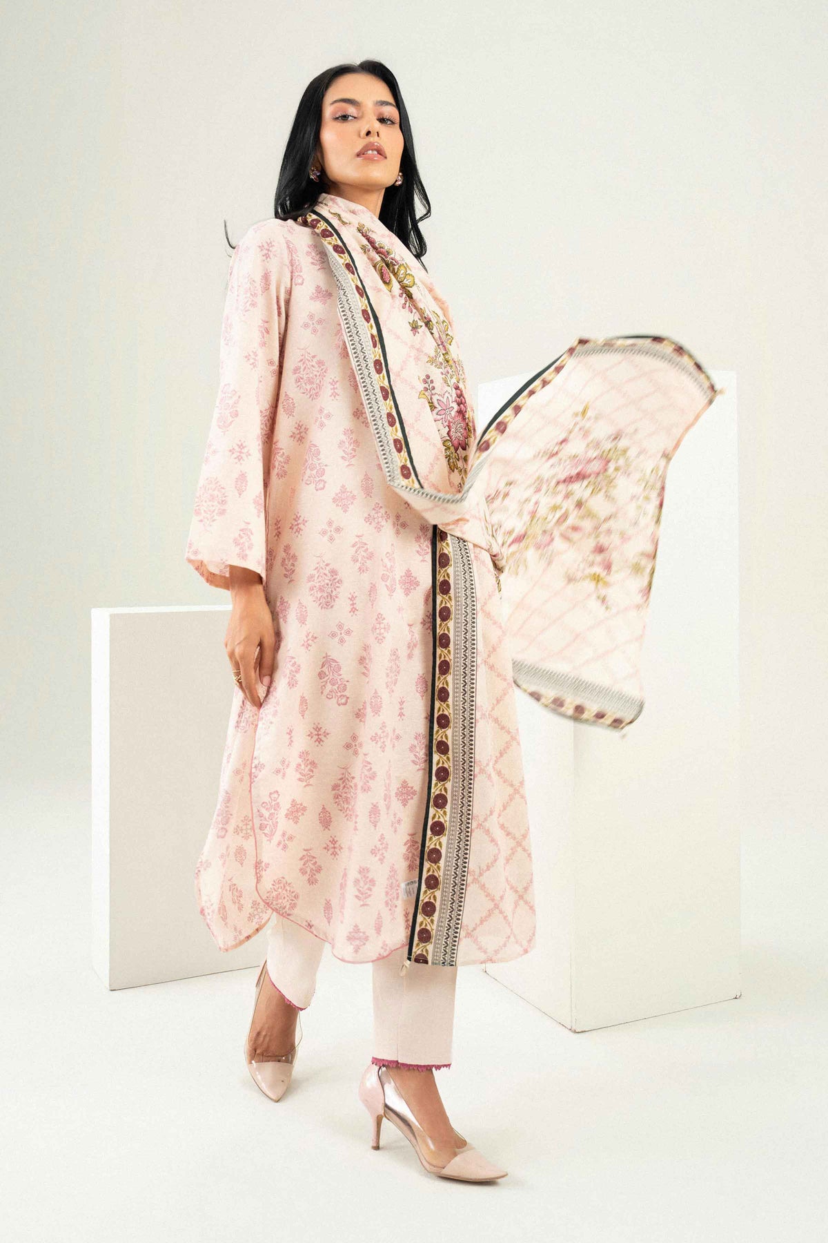 Nishat UK - Pink Printed Karandi 3 Pieces ready to wear
