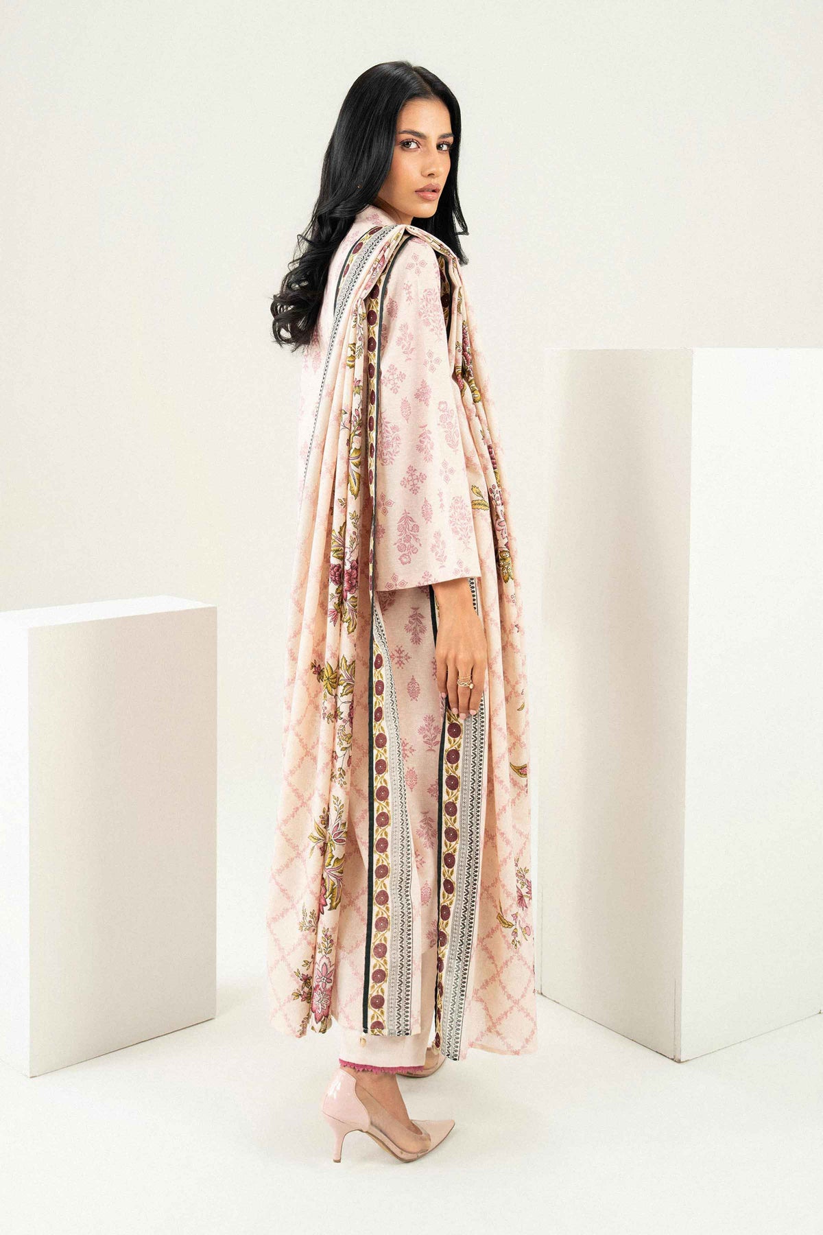 Nishat UK - Pink Printed Karandi 3 Pieces ready to wear