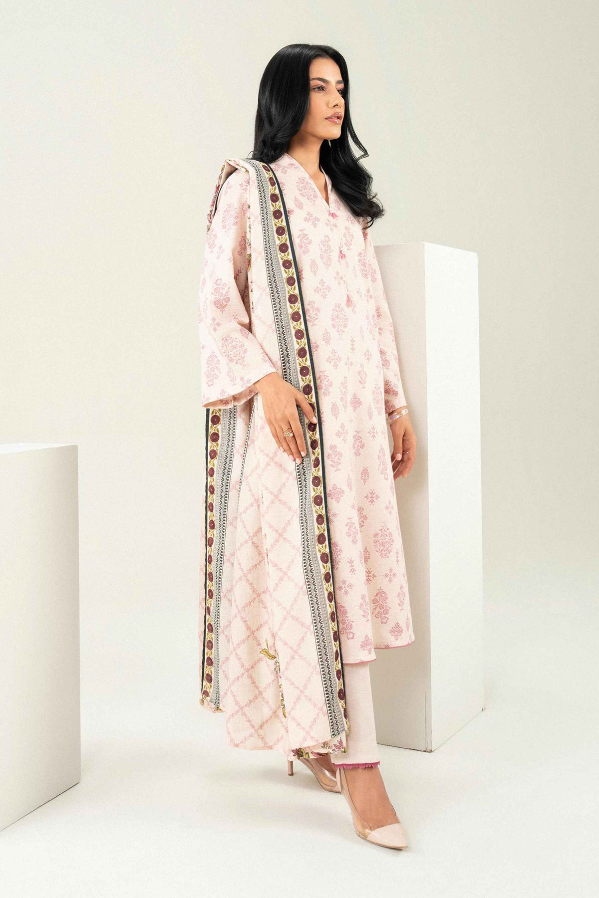 Nishat UK - Pink Printed Karandi 3 Pieces ready to wear