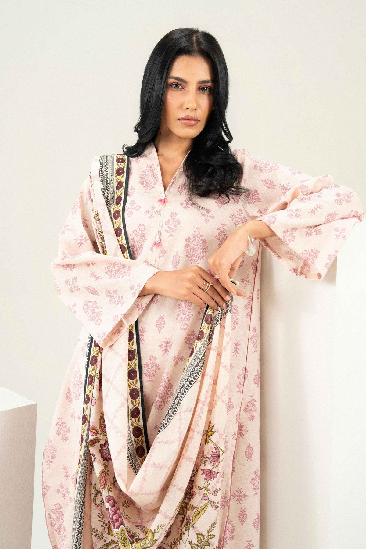 Nishat UK - Pink Printed Karandi 3 Pieces ready to wear