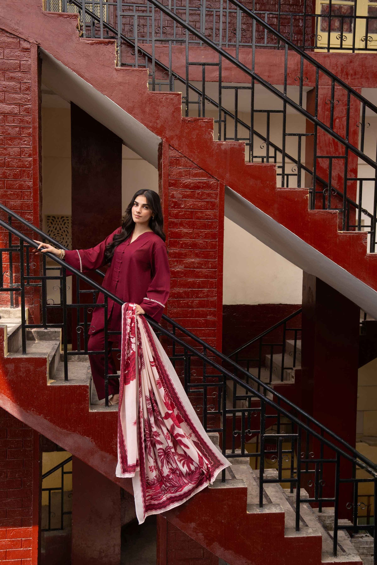 Nishat UK - Red Printed Khaddar 3 Pieces ready to wear