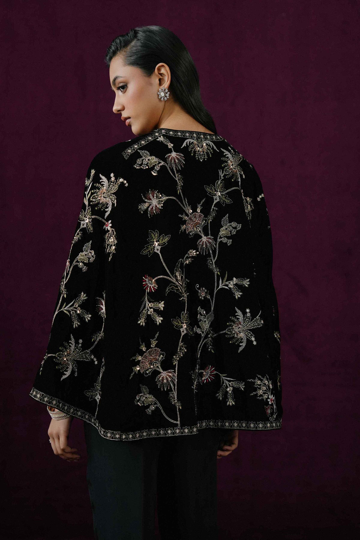 Nishat UK - Black Embroidered Velvet 2 Pieces ready to wear Dress