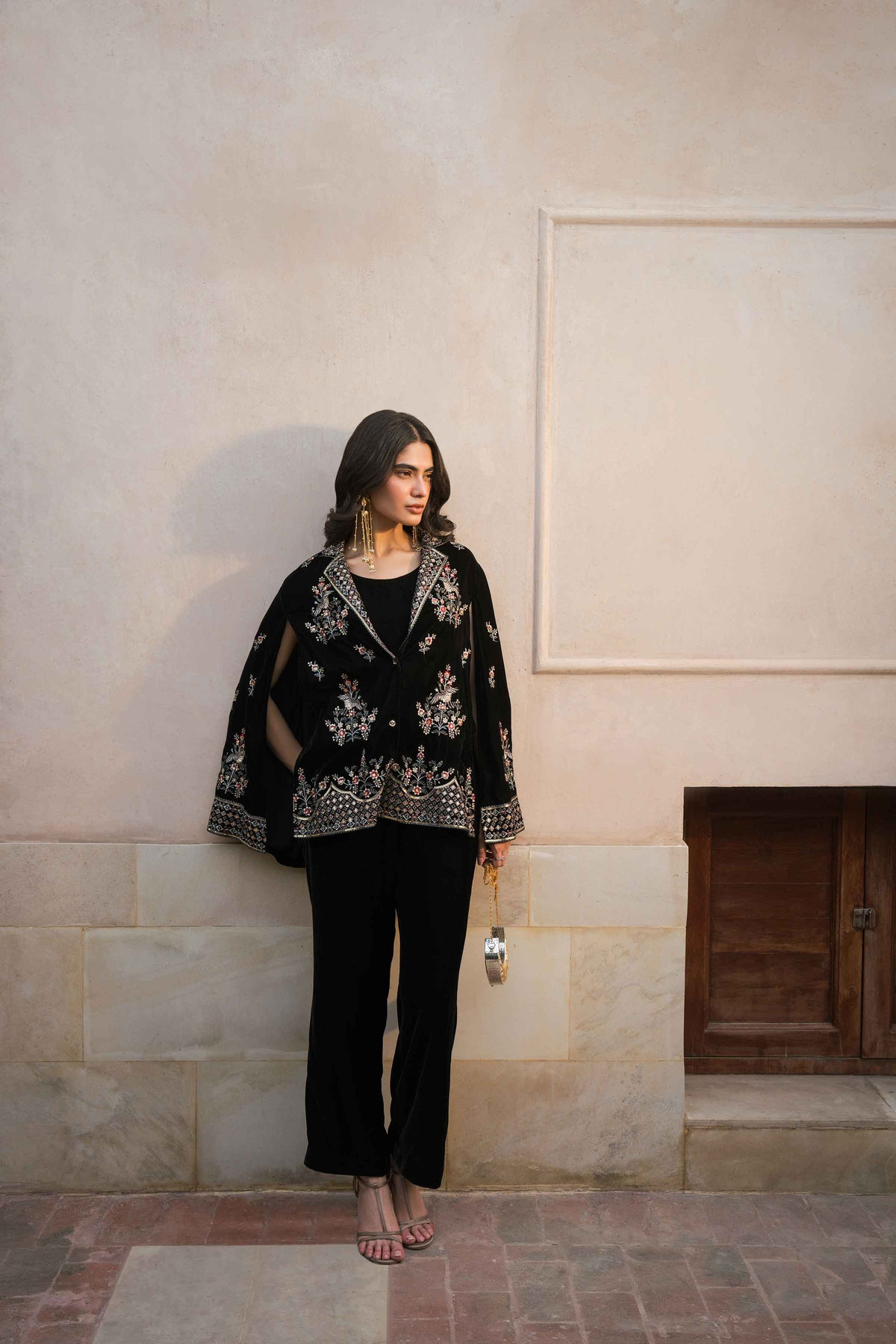 Nishat UK - Black Embroidered Velvet 3 Pieces ready to wear luxury suit