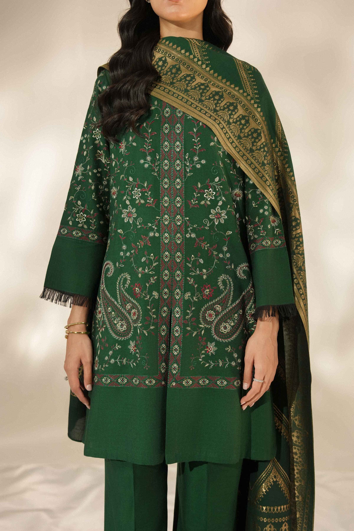 Nishat UK - Green Embroidered Marina 3 Pieces ready to wear Suit