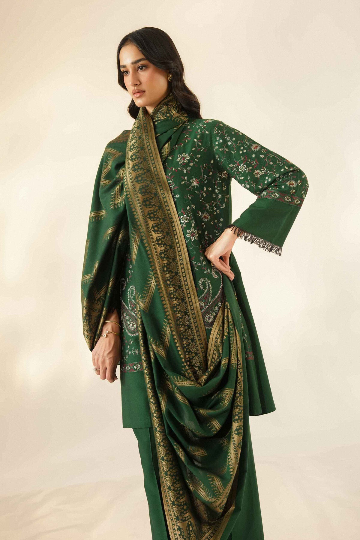 Nishat UK - Green Embroidered Marina 3 Pieces ready to wear Suit