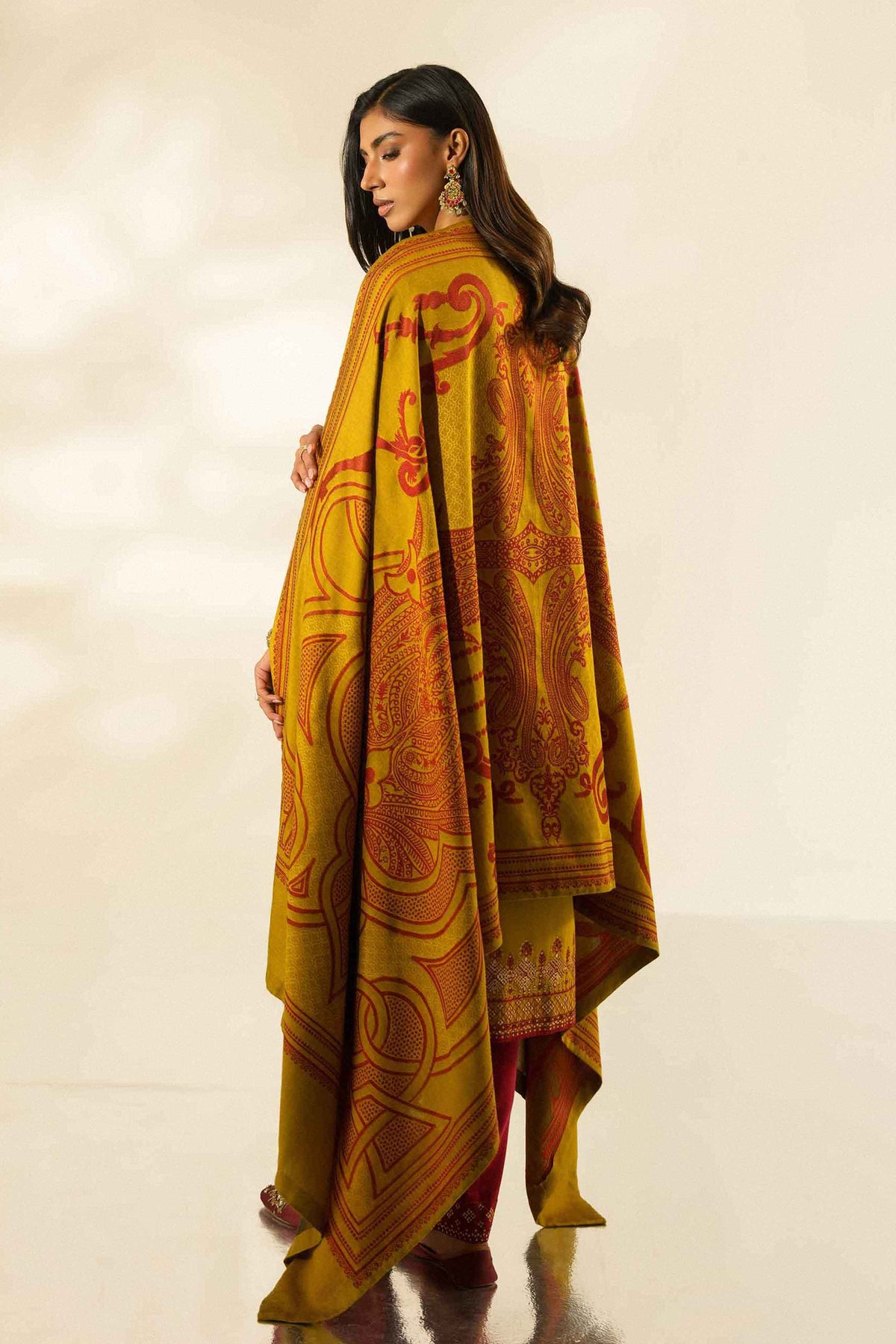 Nishat UK - Yellow Embroidered Silk 3 Pieces ready to wear luxury Suit