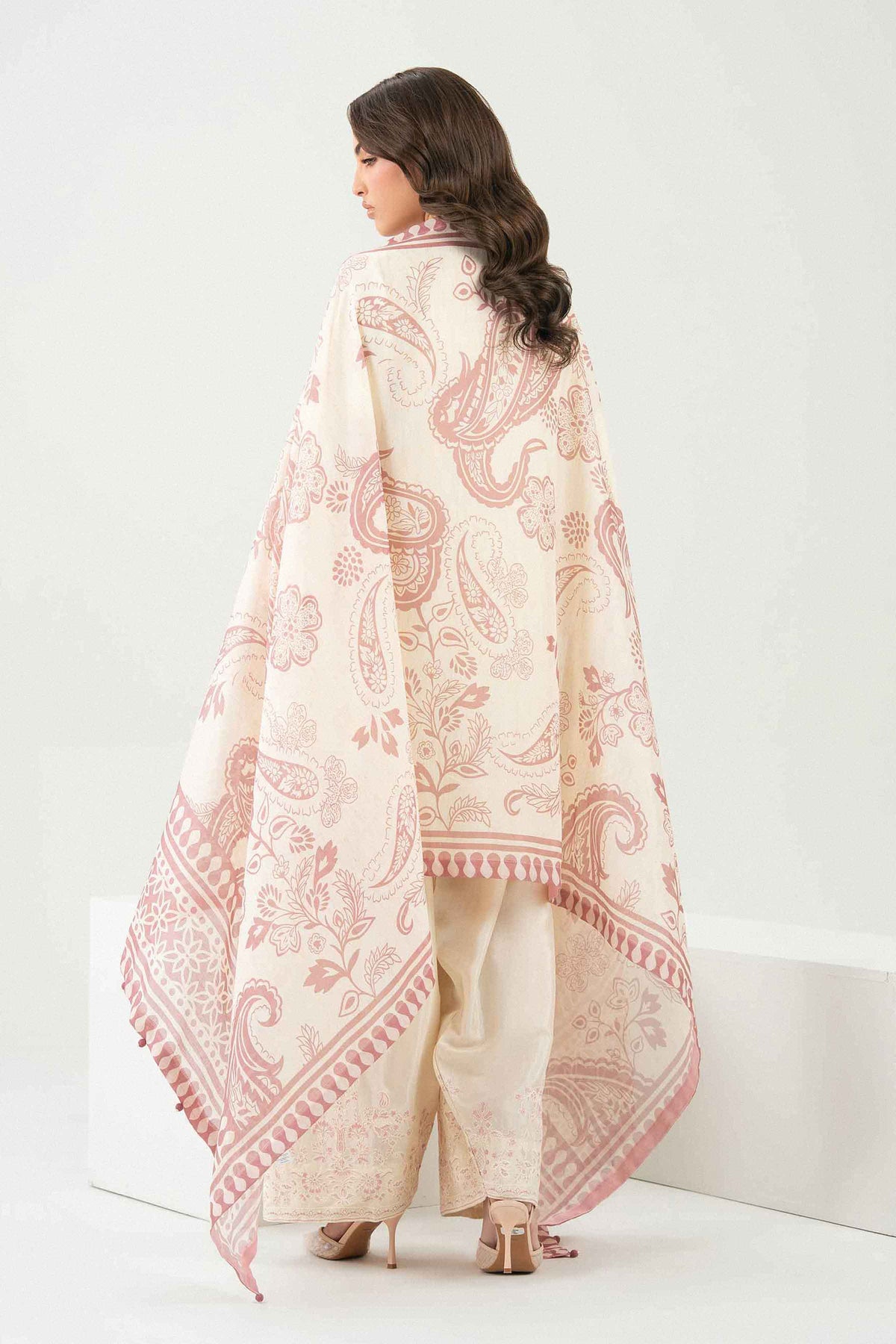 Nishat UK - Off White Embroidered Silk 3 Pieces ready to wear Suit