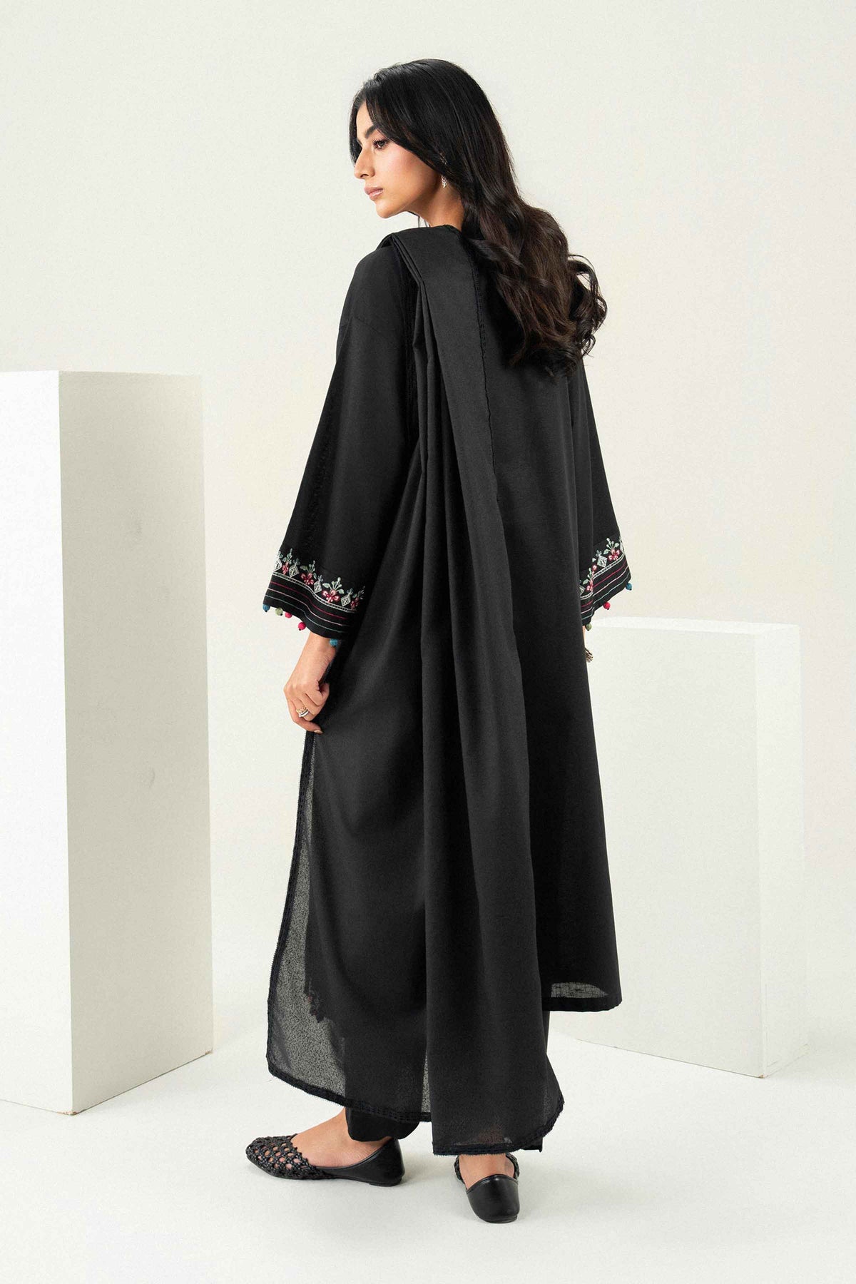 Nishat UK - Black Embroidered Karandi 3 Pieces ready to wear