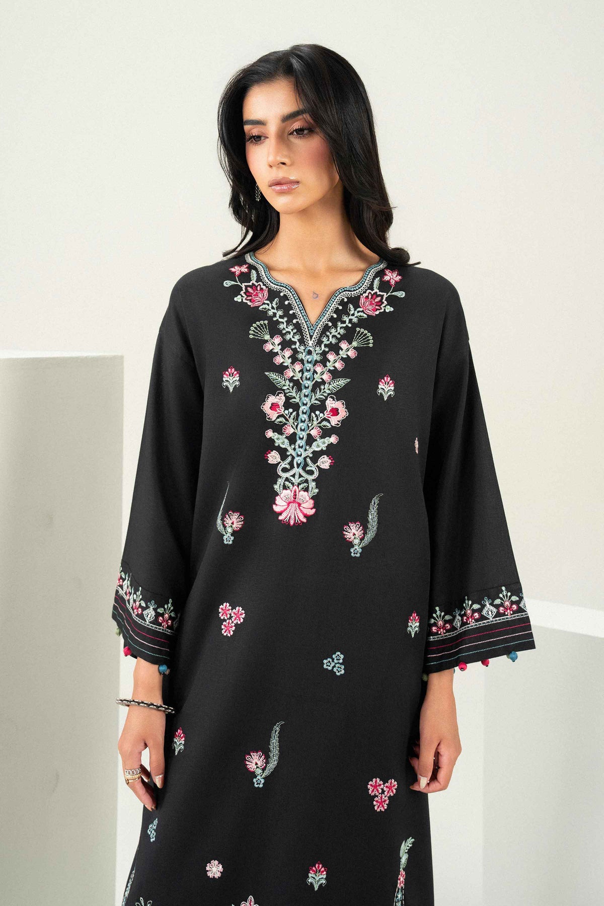 Nishat UK - Black Embroidered Karandi 3 Pieces ready to wear