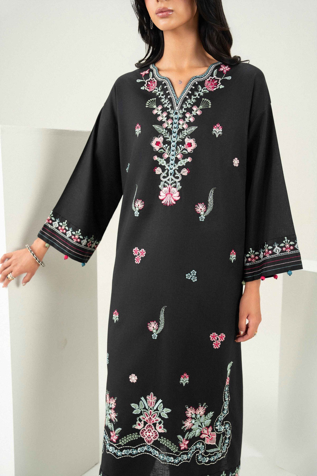 Nishat UK - Black Embroidered Karandi 3 Pieces ready to wear
