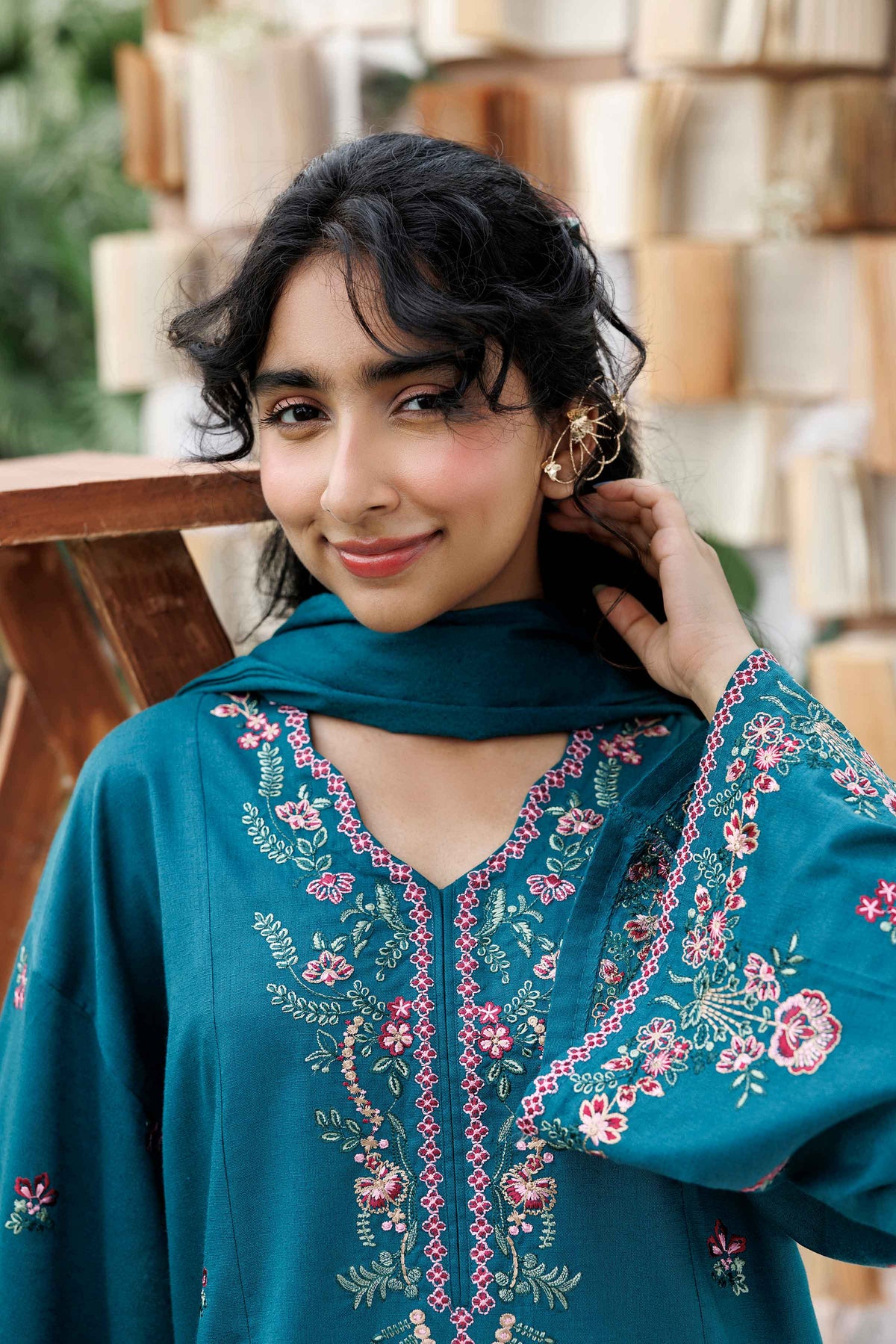 Nishat UK - Green Embroidered Karandi 3 Pieces ready to wear Suit