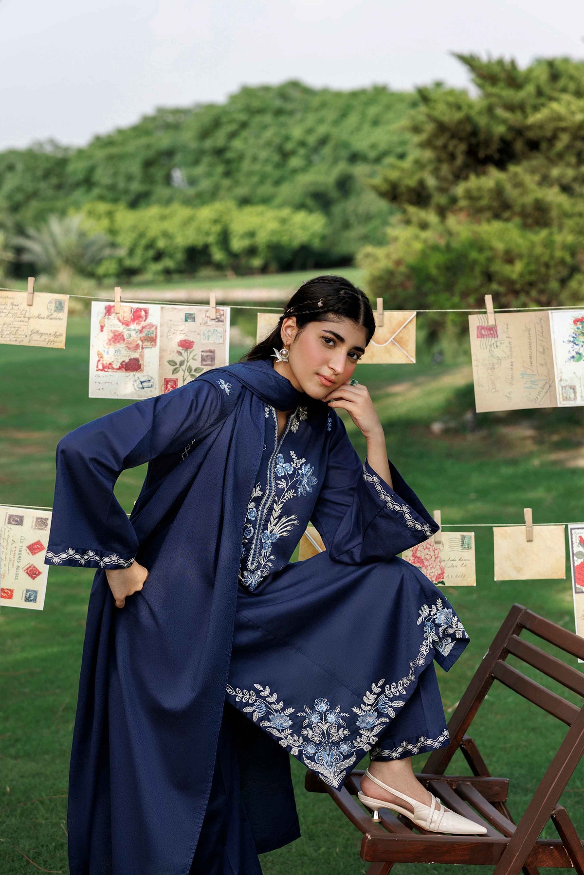 Nishat UK - Blue Embroidered Karandi 3 Pieces ready to wear