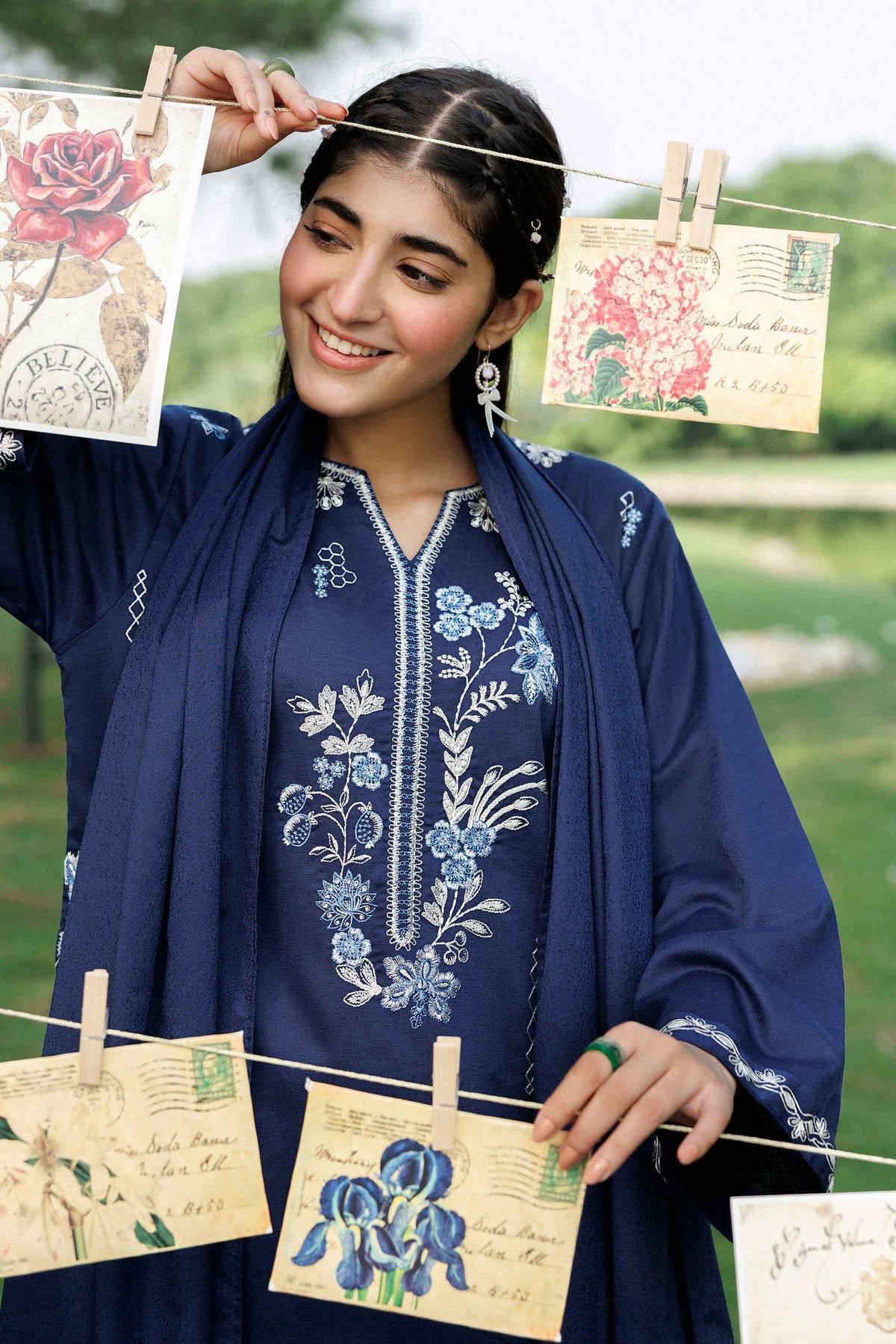 Nishat UK - Blue Embroidered Karandi 3 Pieces ready to wear