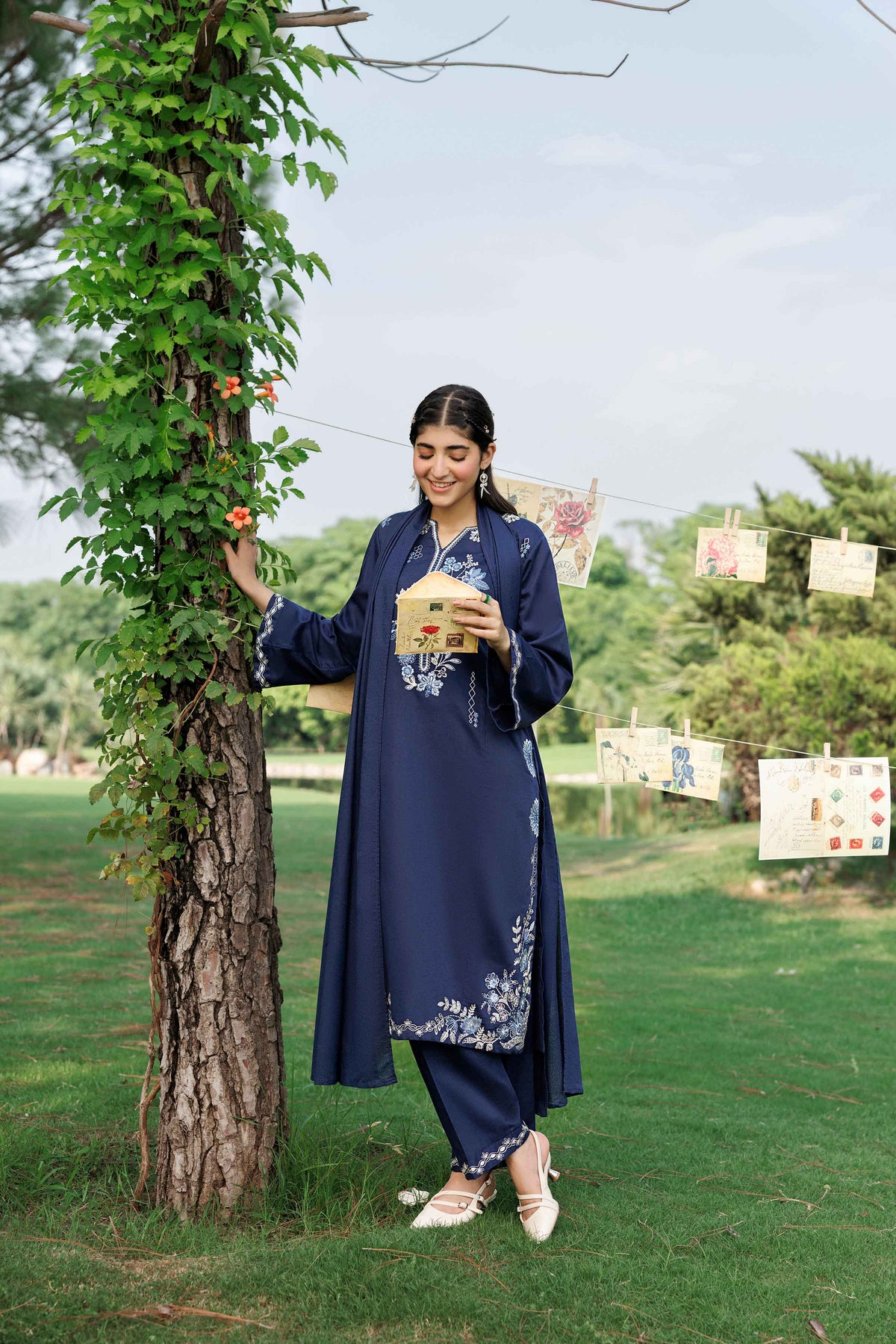 Nishat UK - Blue Embroidered Karandi 3 Pieces ready to wear