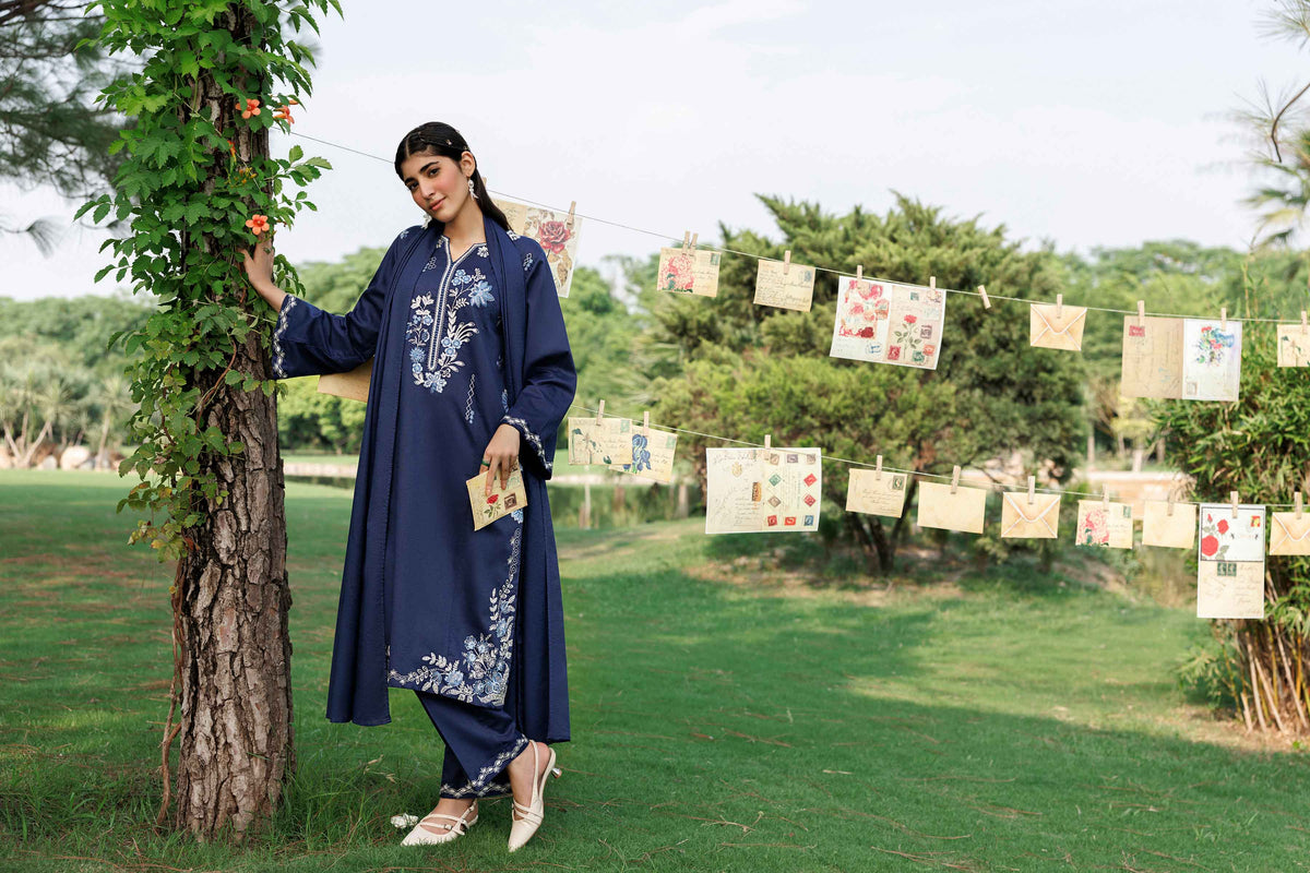 Nishat UK - Blue Embroidered Karandi 3 Pieces ready to wear